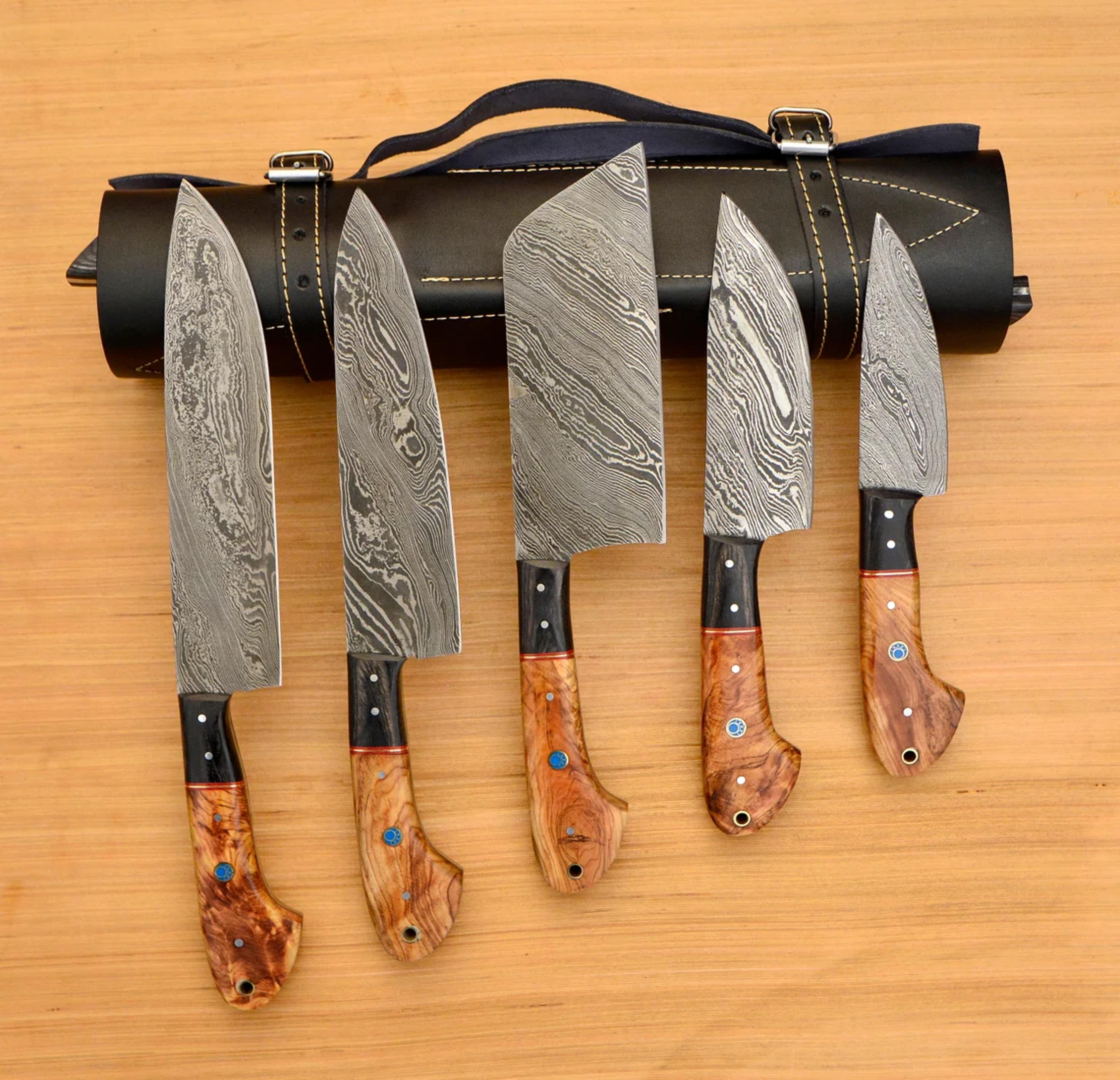 signature damascus chef knife set of 5 piece handcrafted collection
