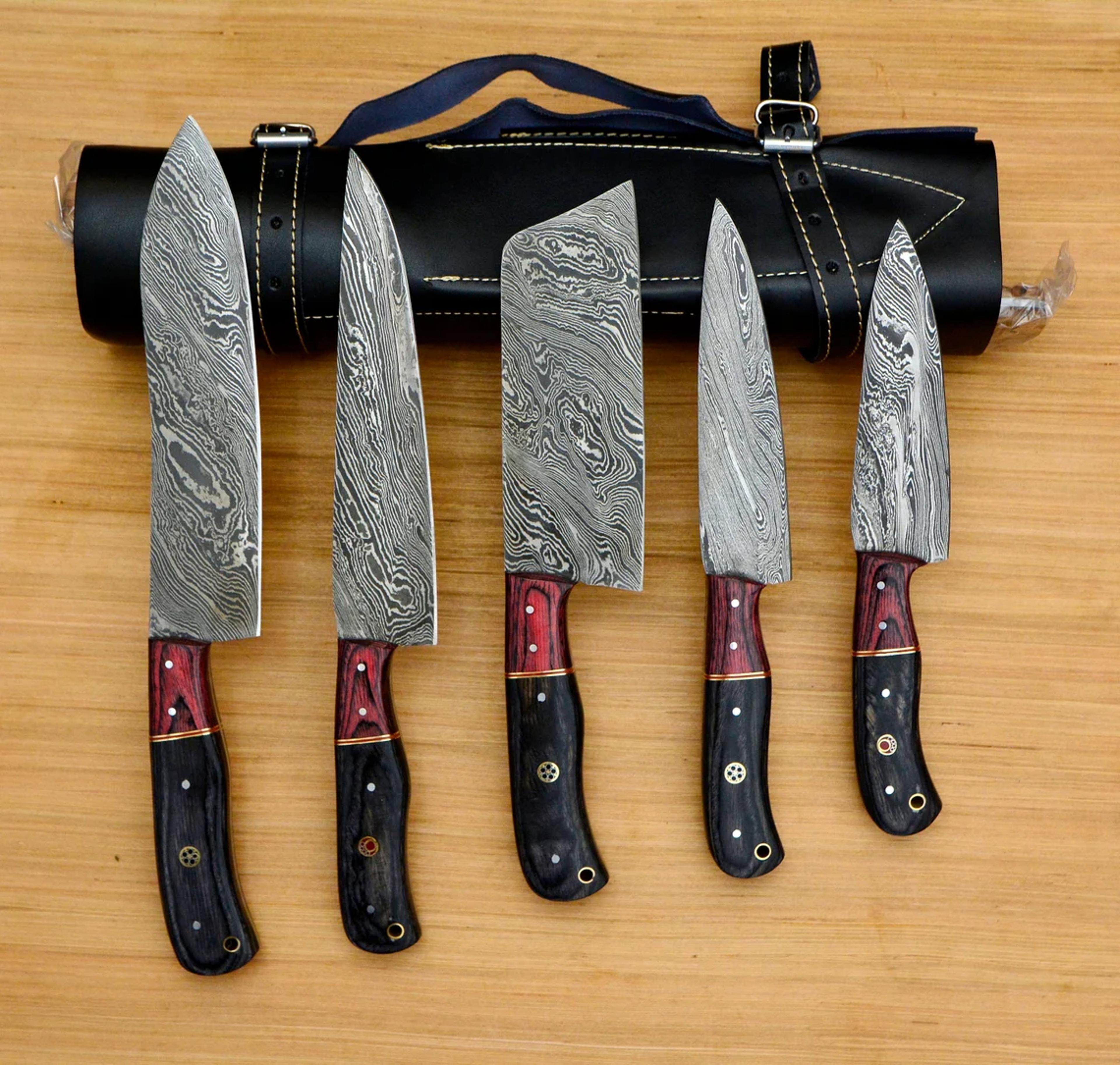 damascus kitchen knife bundle 5 piece essential set kitchen knives