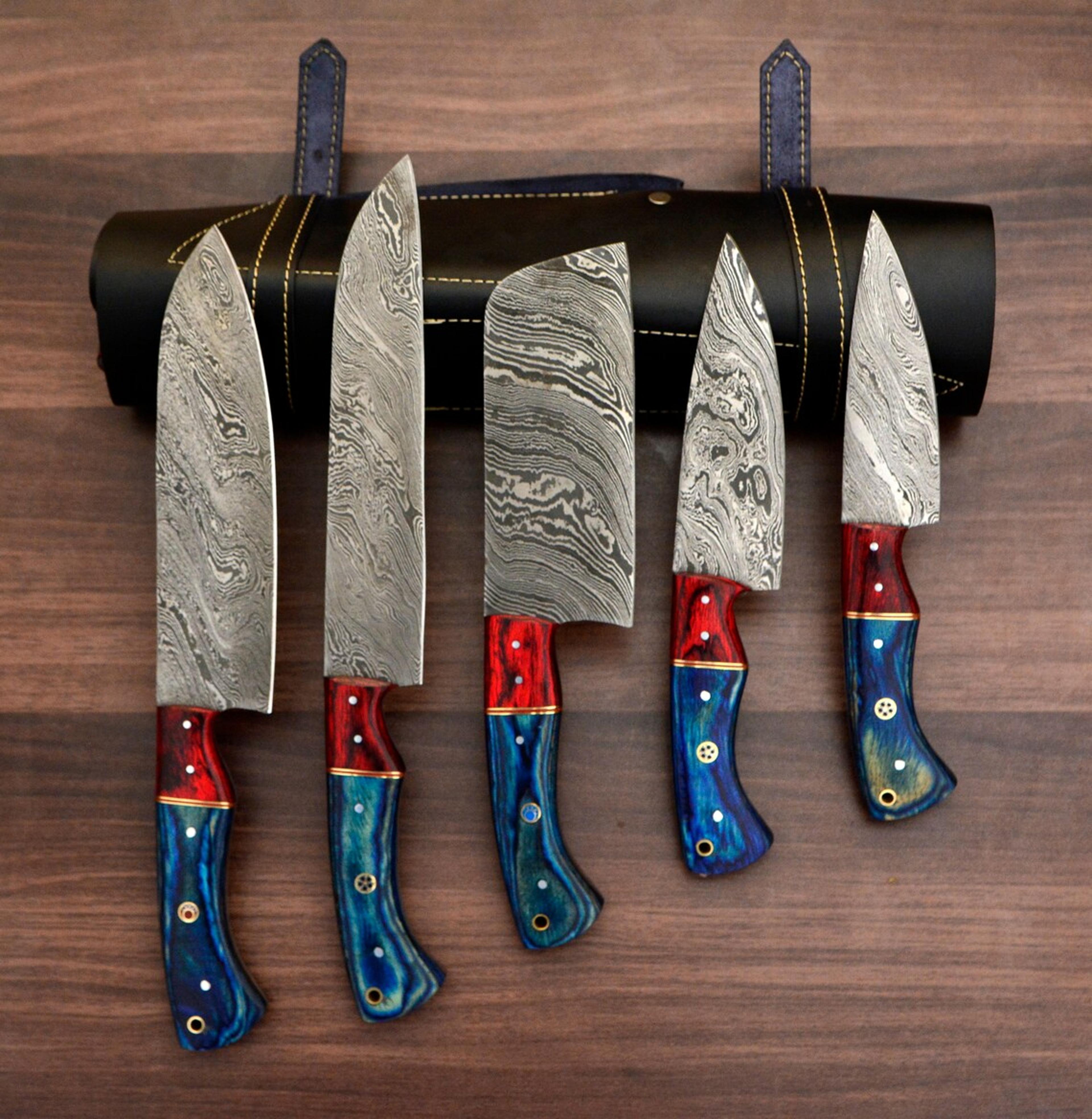 professional damascus chef knife set - 5 essential tools