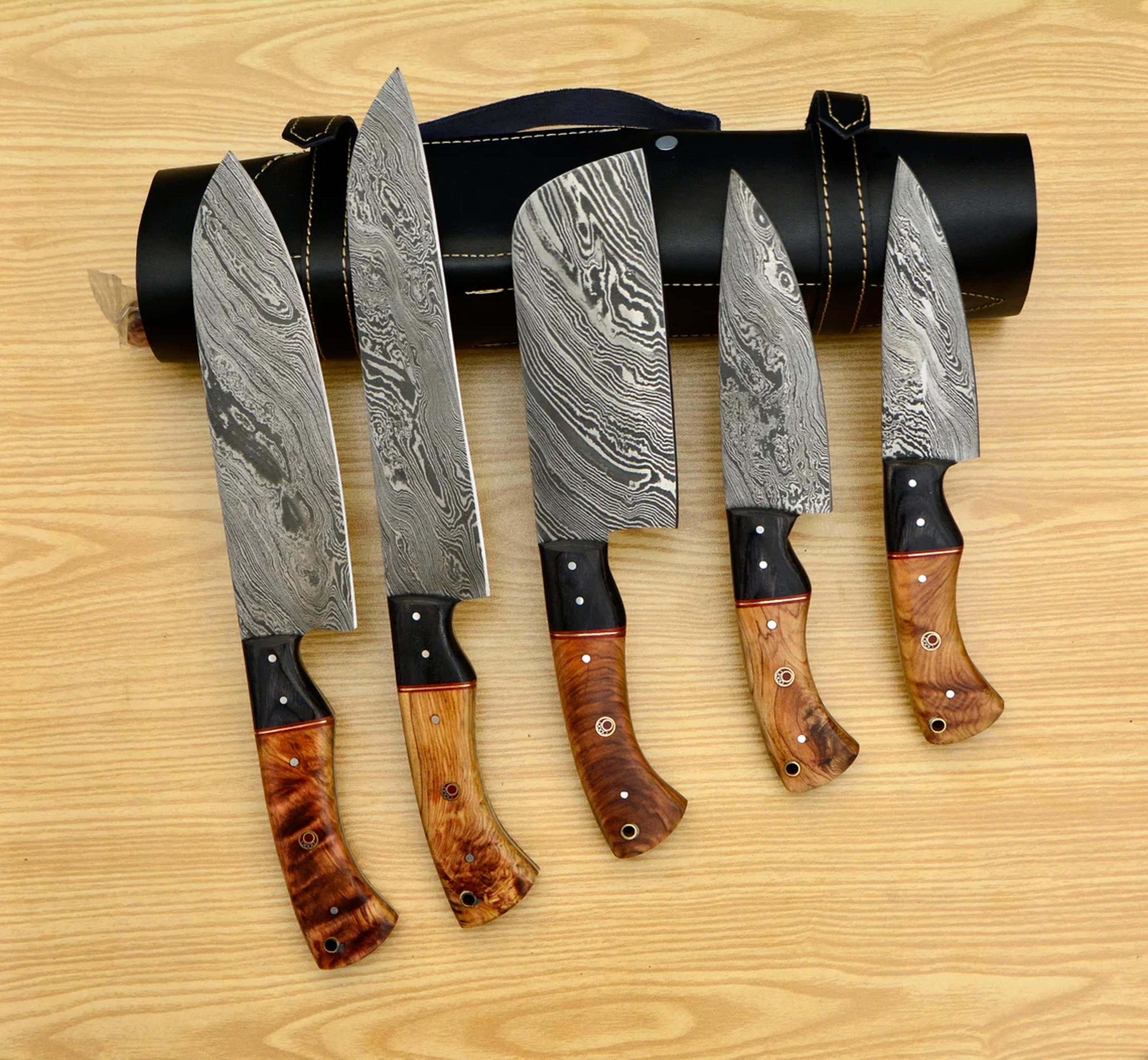 elite damascus steel chef knife set - 5 premium pieces