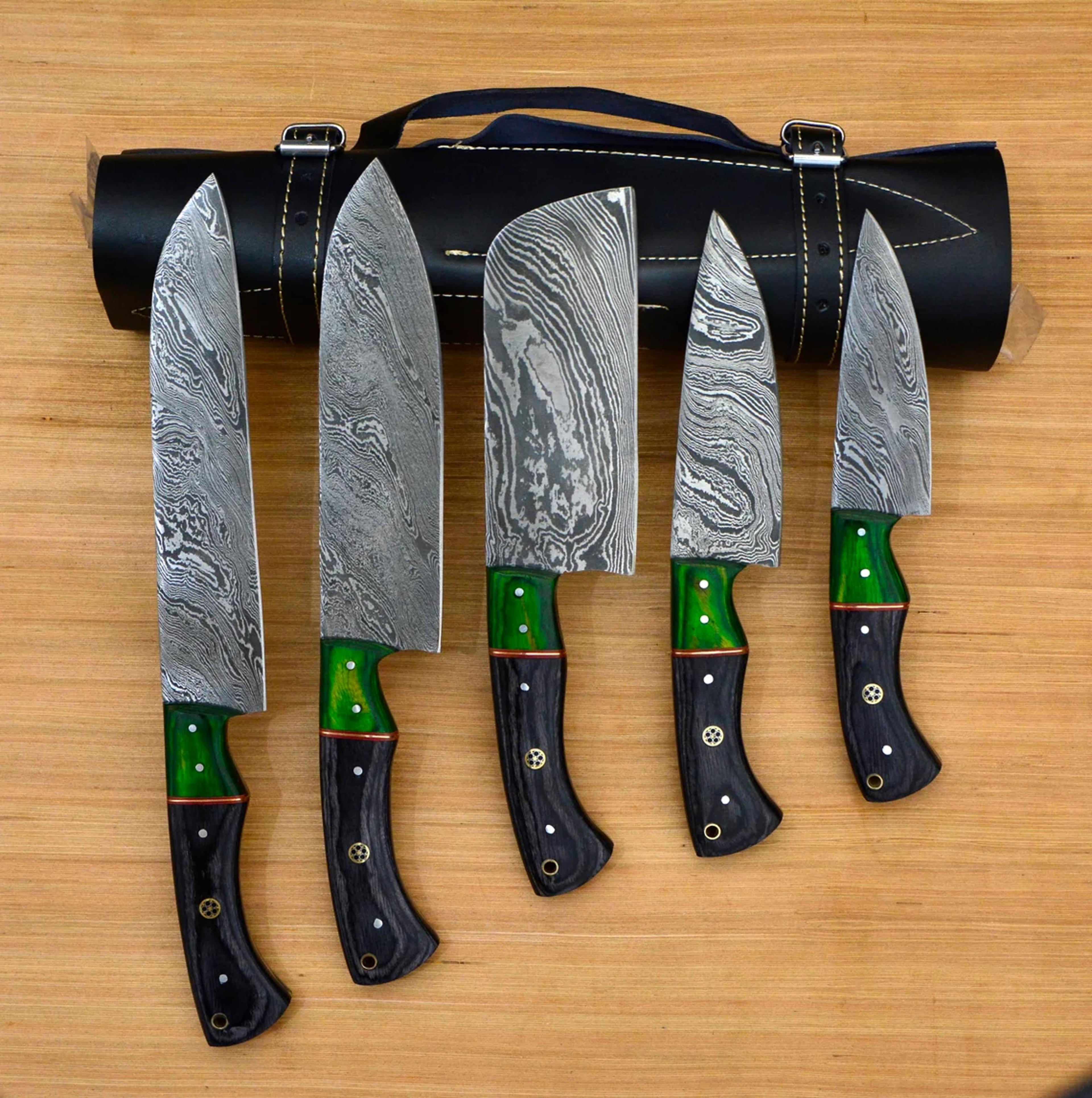 handmade damascus kitchen knife set - 5-piece collection