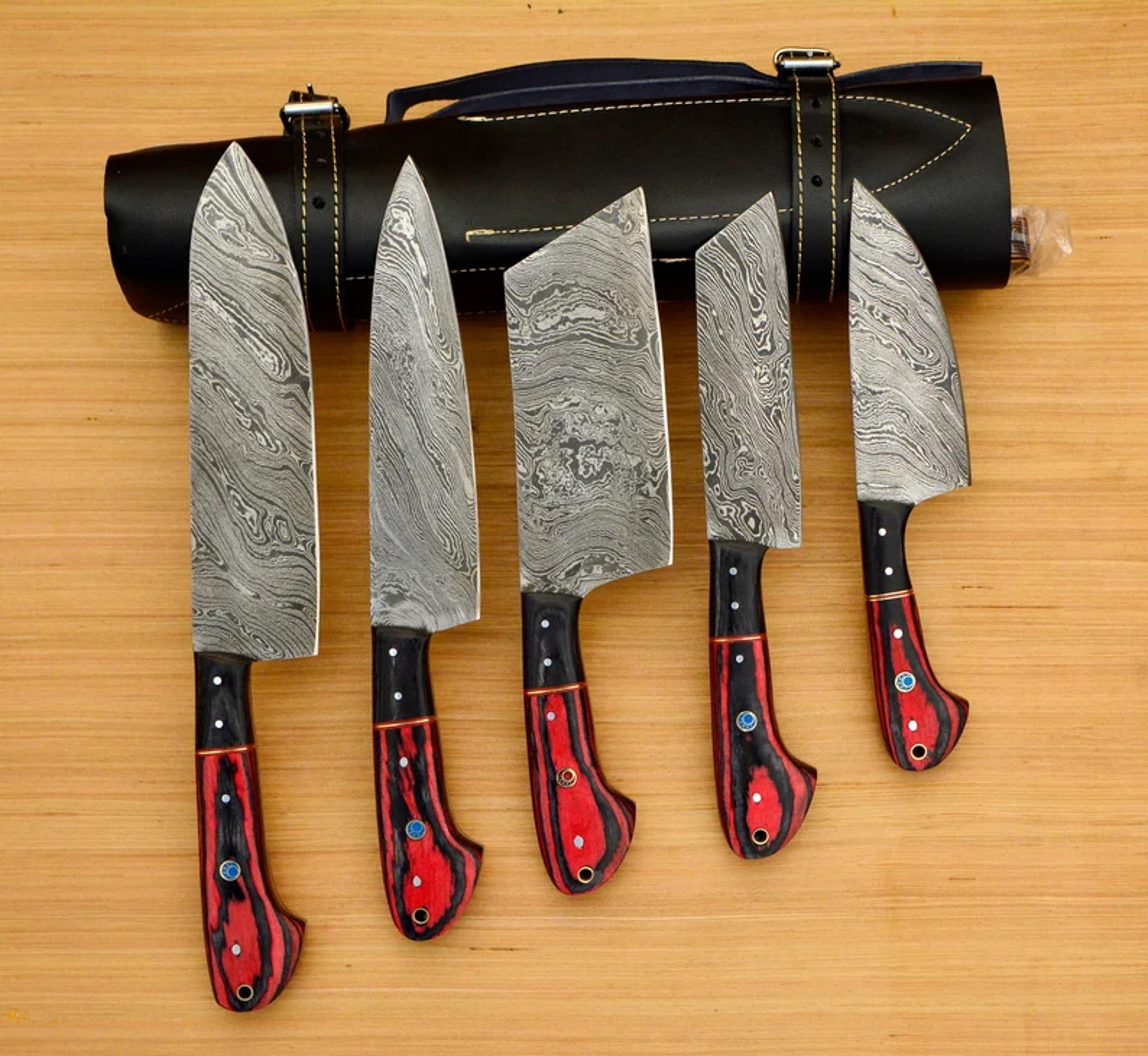 damascus steel chef knife ensemble - 5 essential kitchen blades