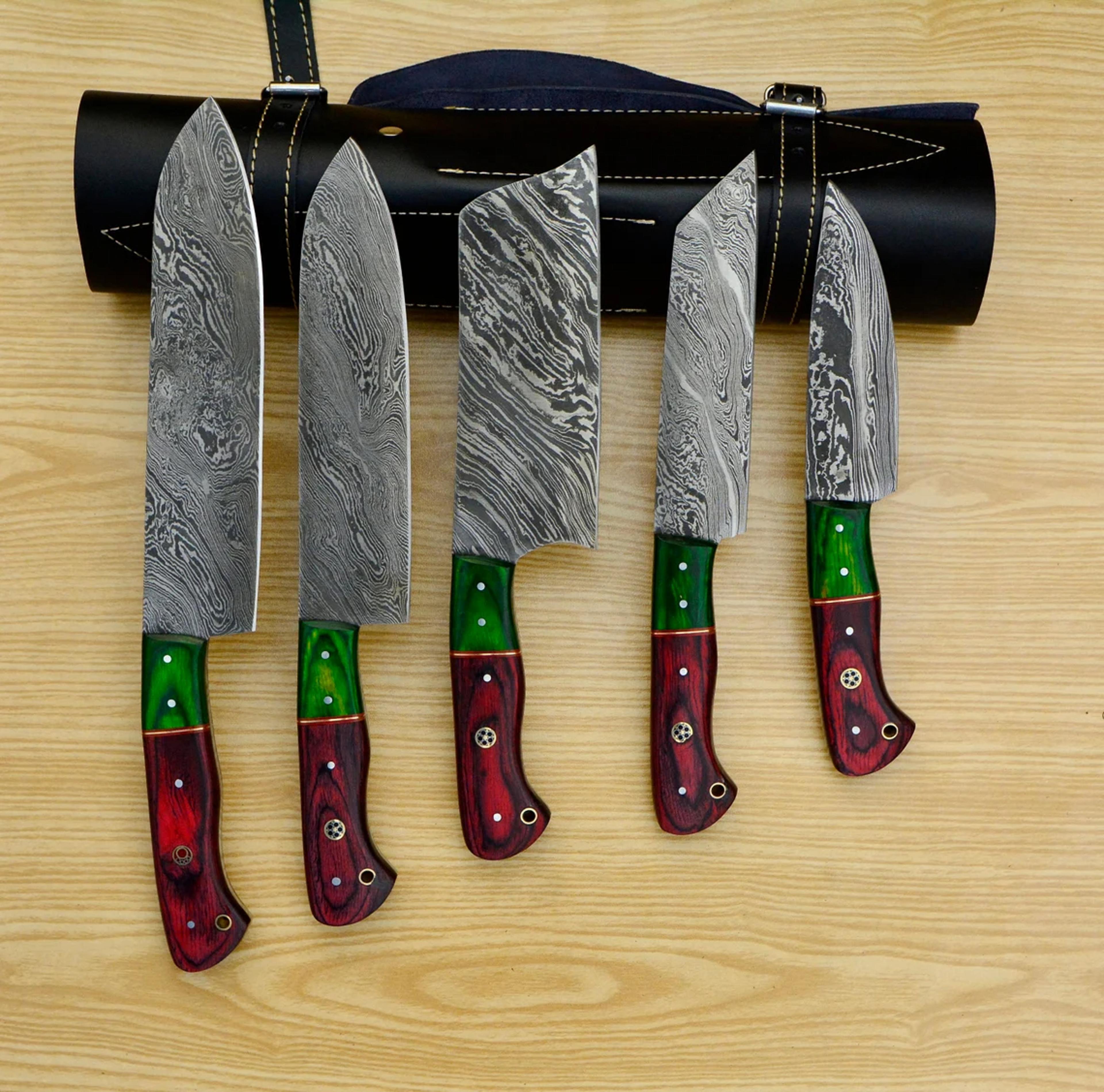 damascus chef knife set - 5 superior quality pieces