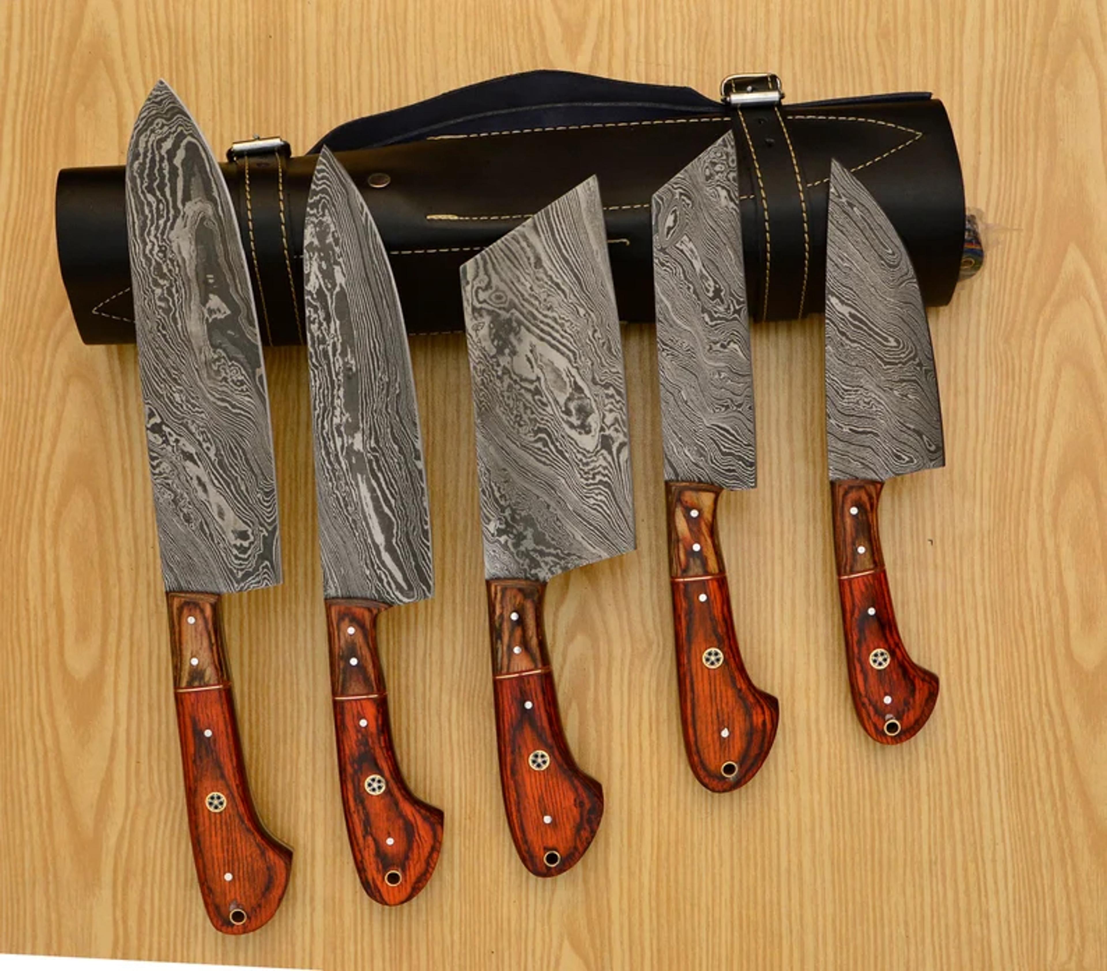 damascus steel chef knife bundle - 5 essential knives sets