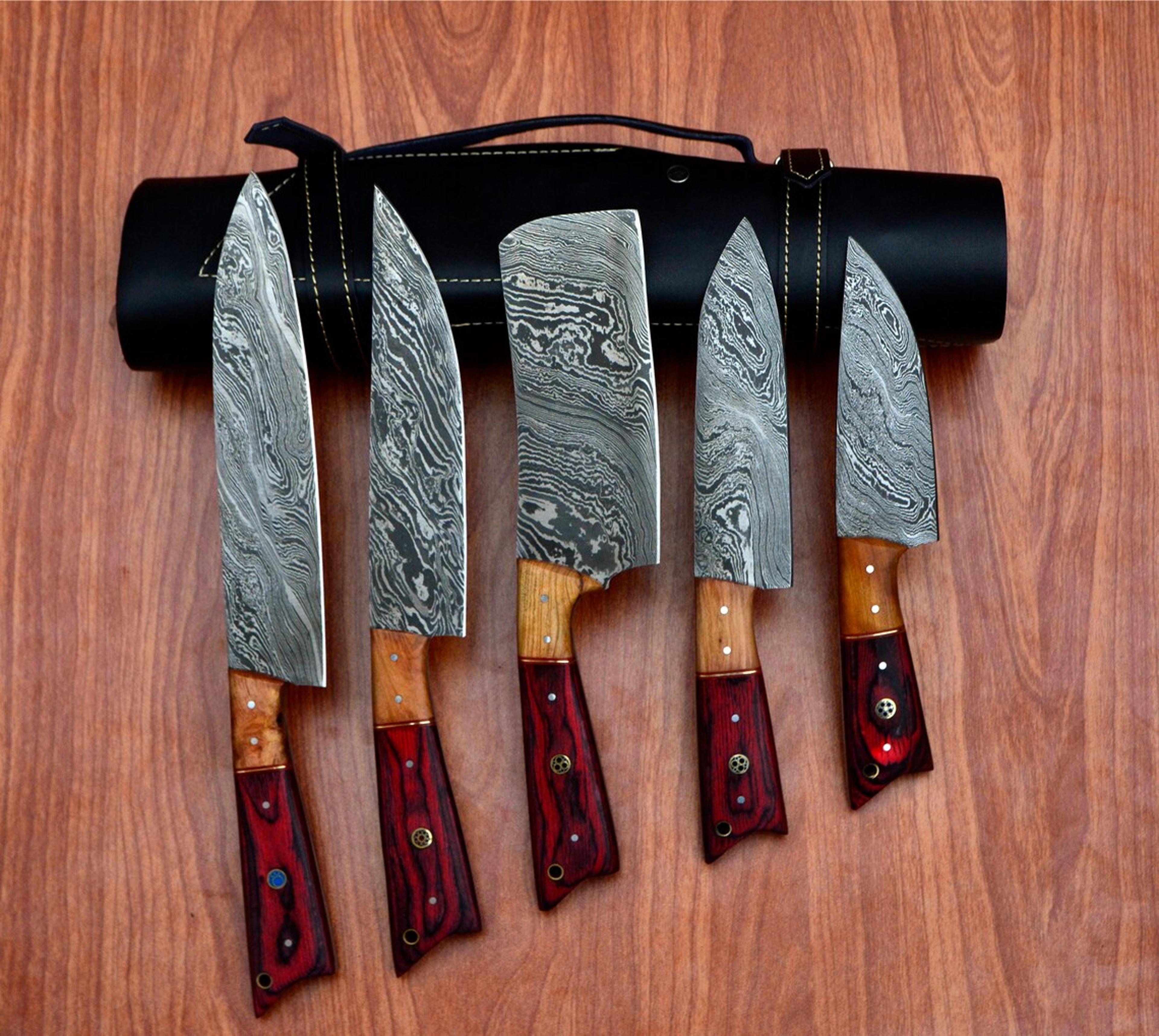 hand forged damascus chef knife set - 5 high-quality pieces