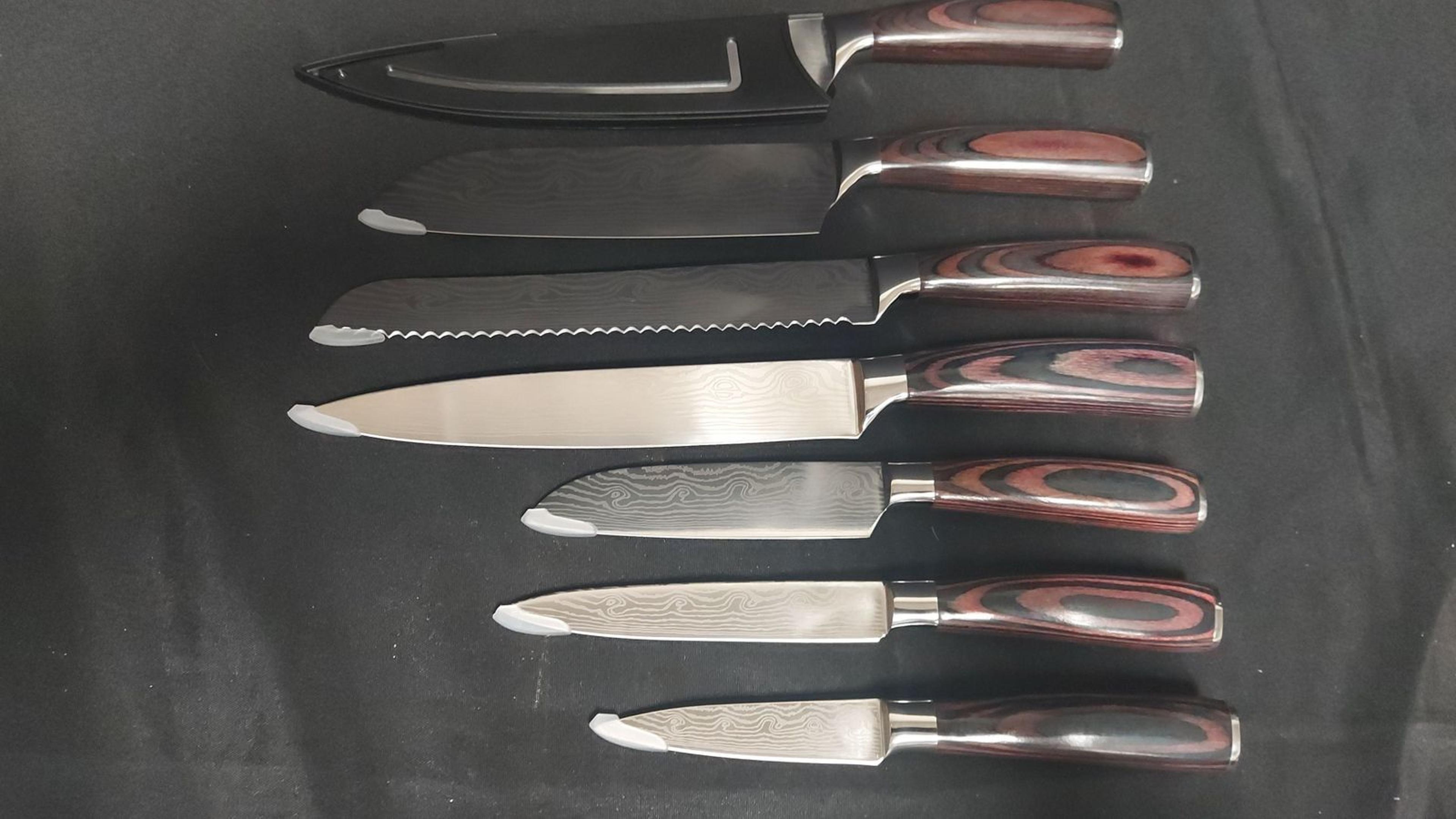 7-piece imperial japanese style chef knives set – damascus pattern kitchen cutlery