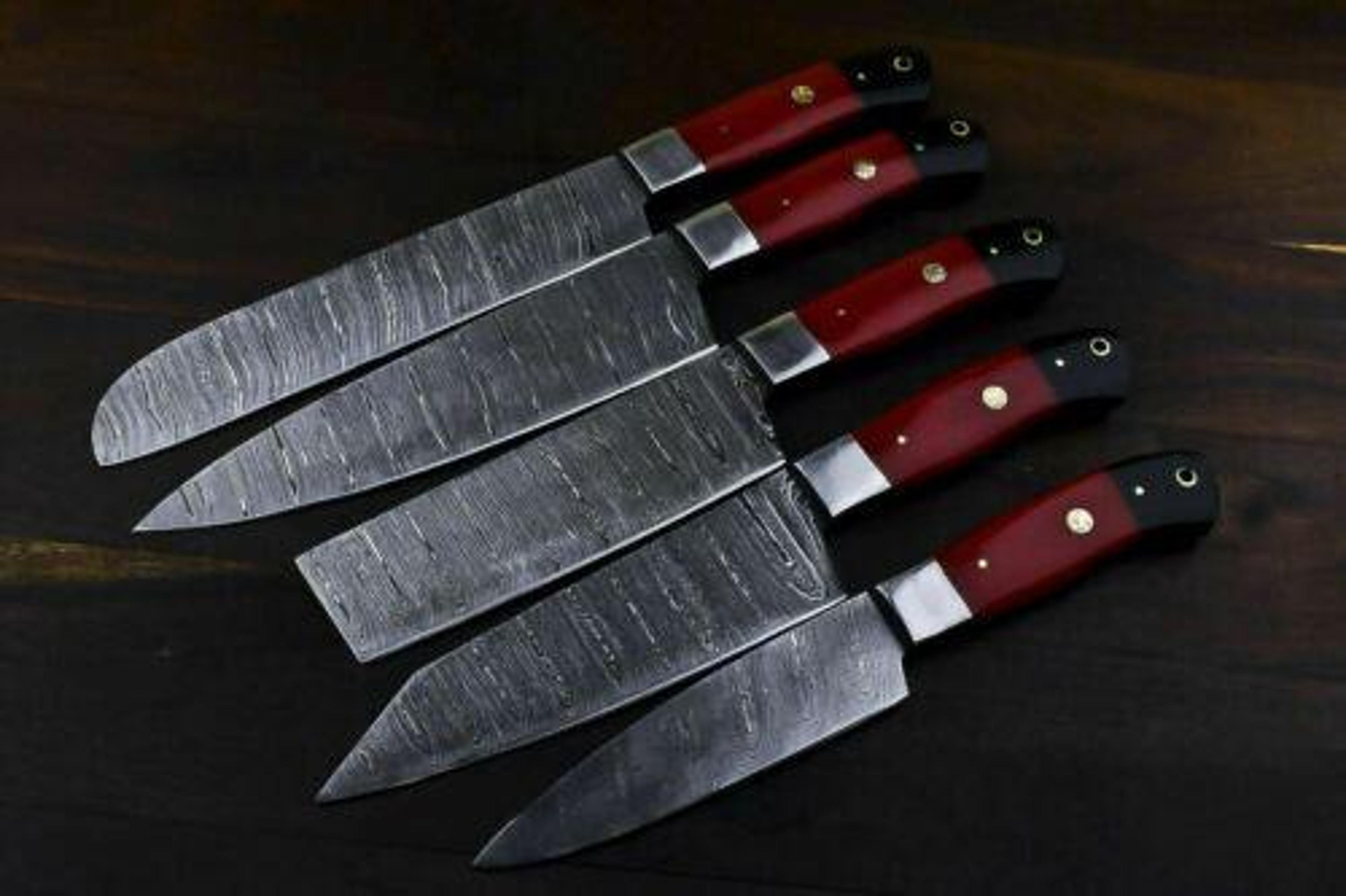 rare kitchen damascus handmade chef knife | custom everyday carry knife with camel bone handle & leather sh