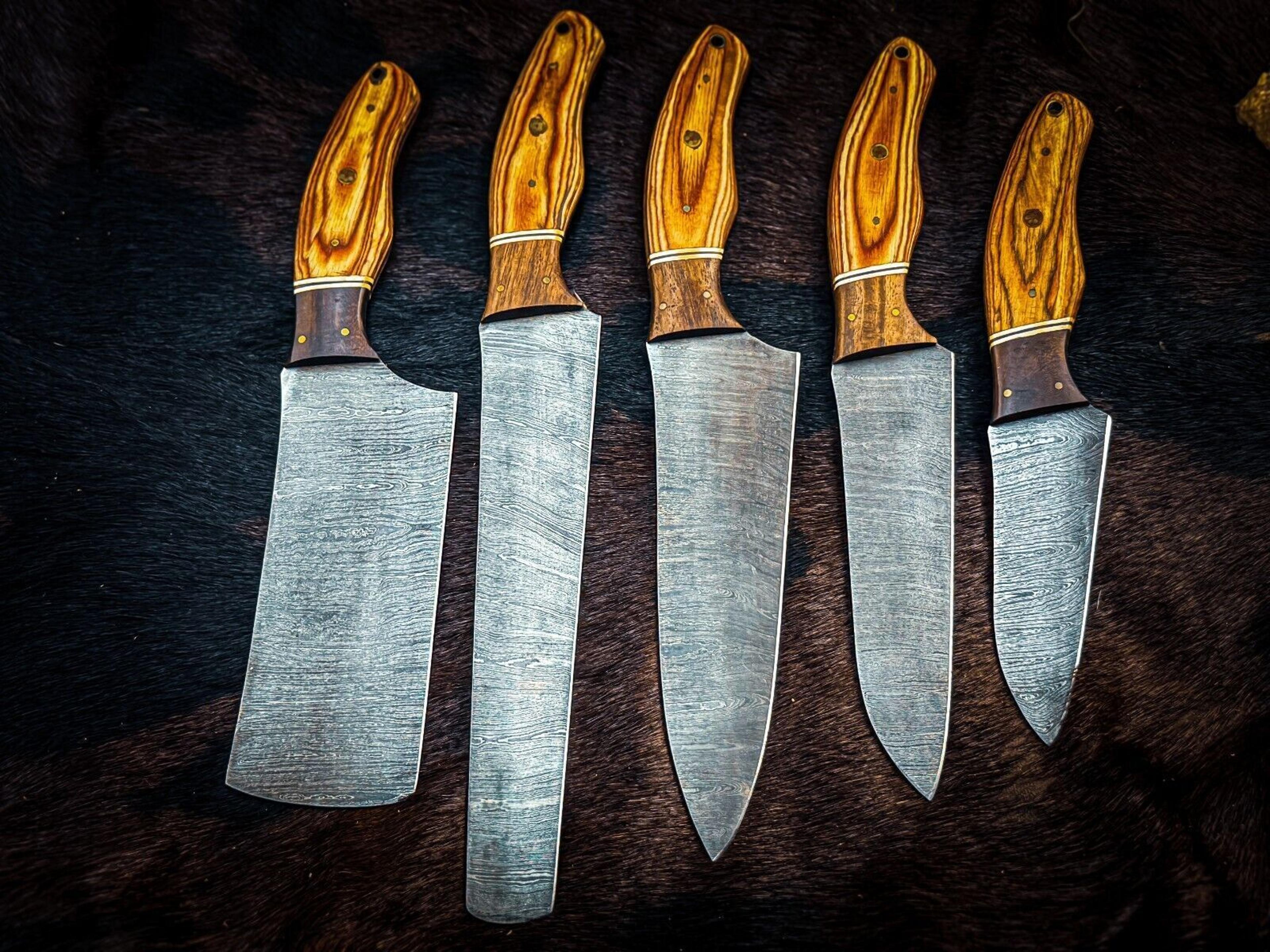 custom handmade damascus chef & hunting knife | handcrafted steel blade with luxury handle & sheath