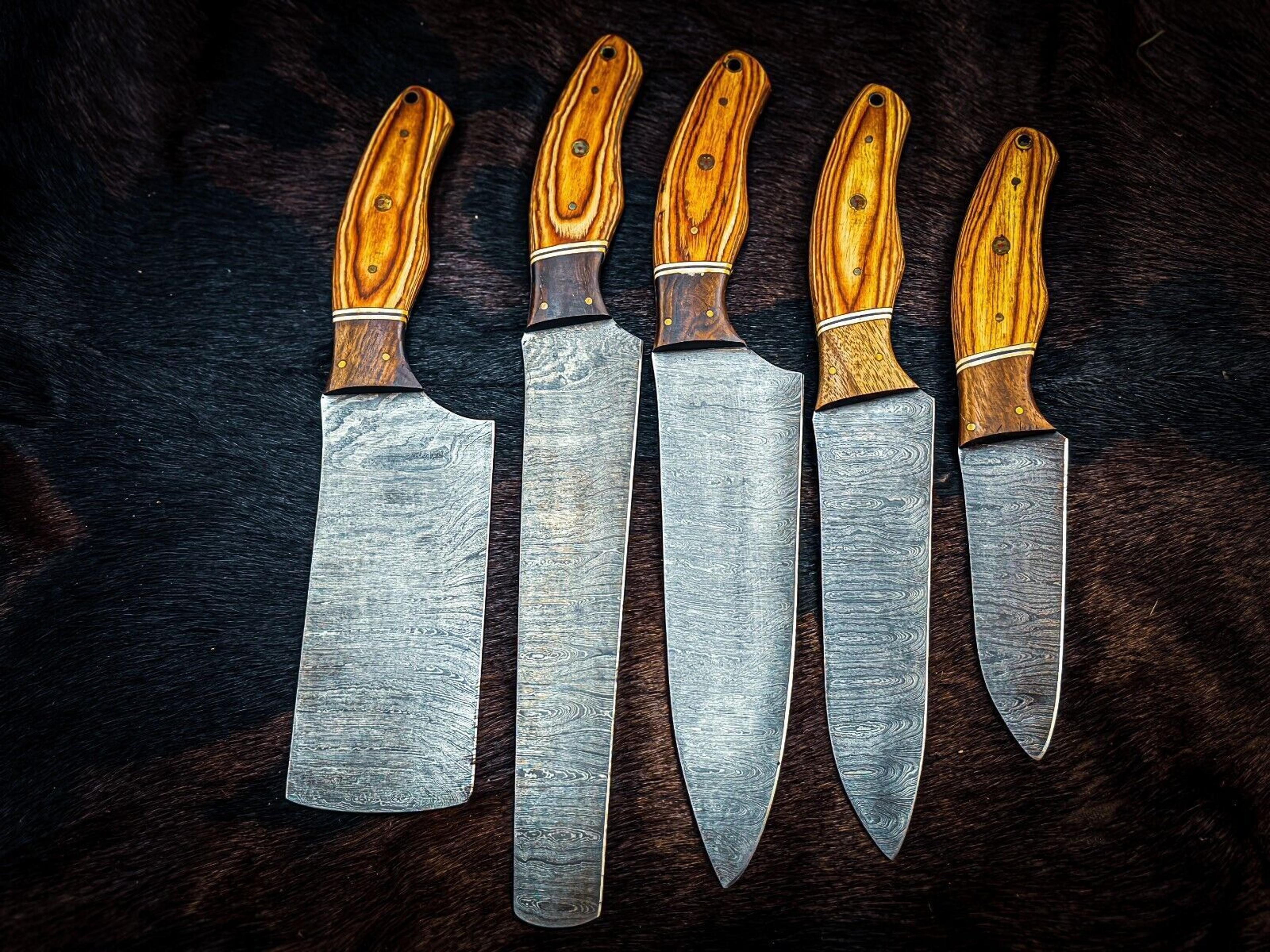 custom handmade damascus chef & hunting knife | d2 steel blade with custom handle