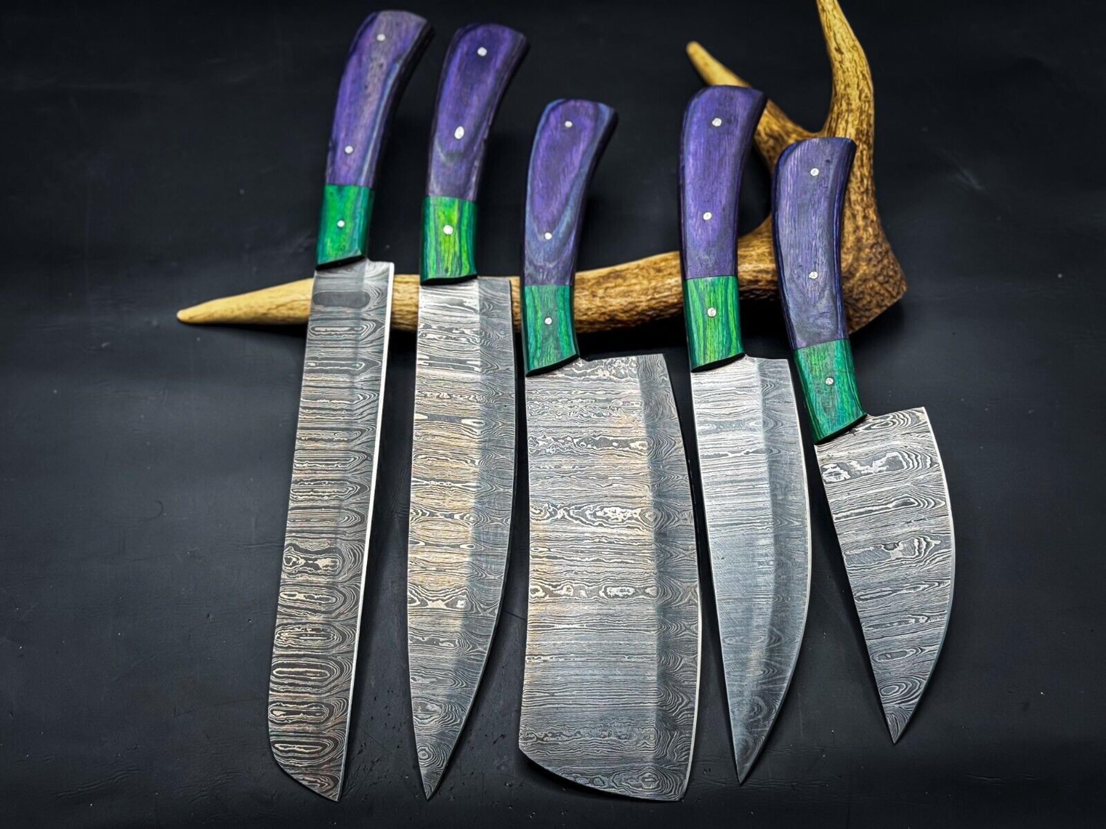 custom handmade damascus chef & hunting knife | d2 steel blade
