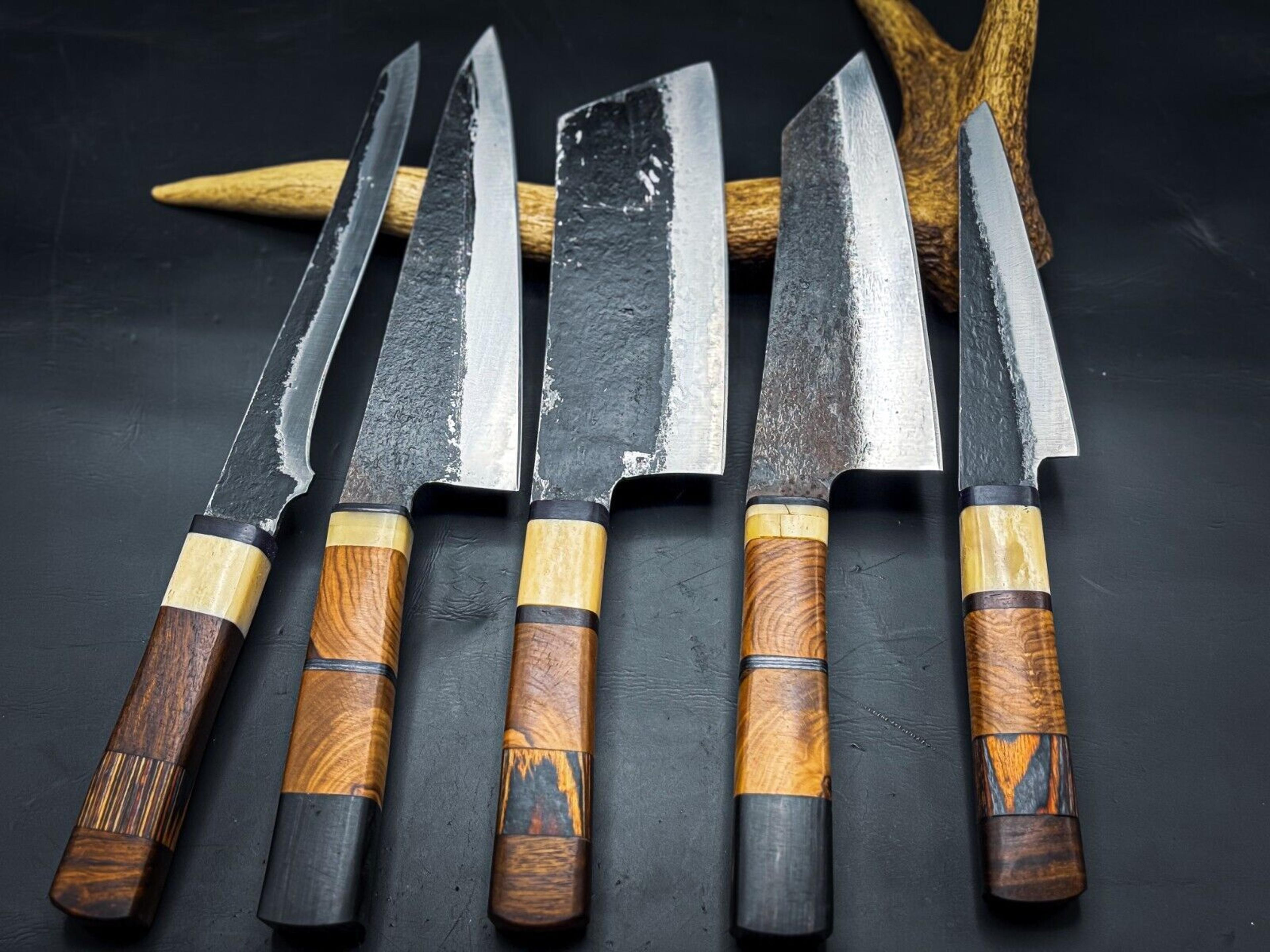 custom handmade damascus chef & hunting knife | premium handcrafted steel blade with personalized handle & sheath
