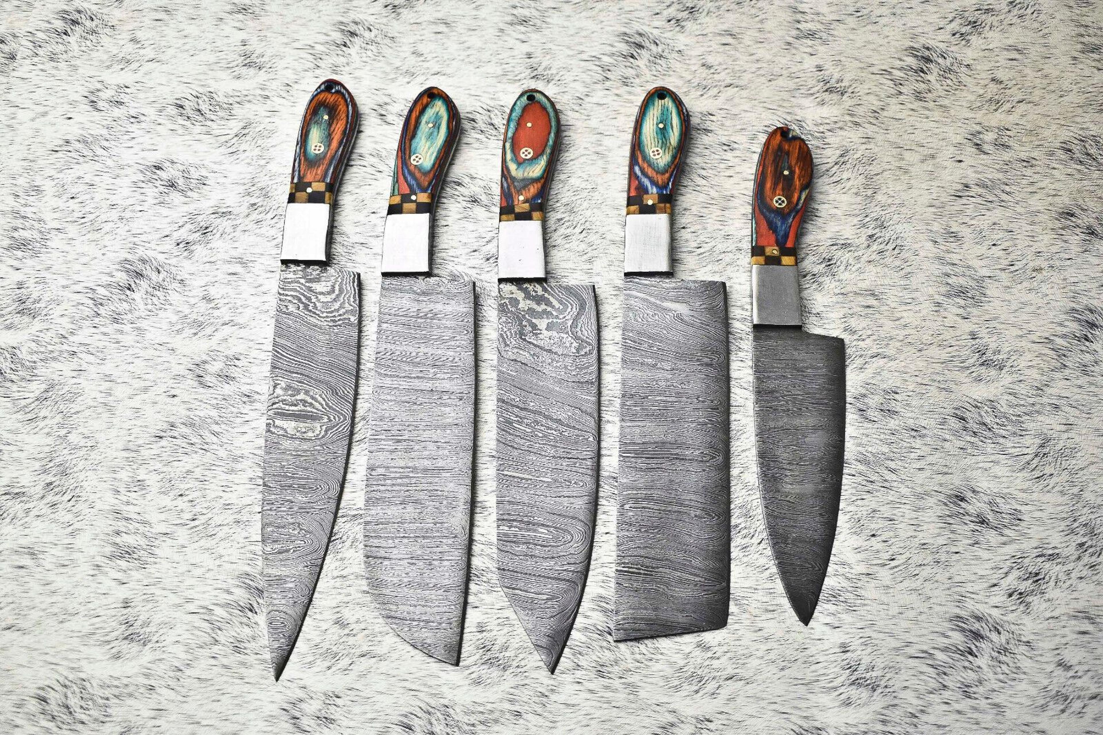 hand-forged damascus steel chef knife set of 5 – professional kitchen tools