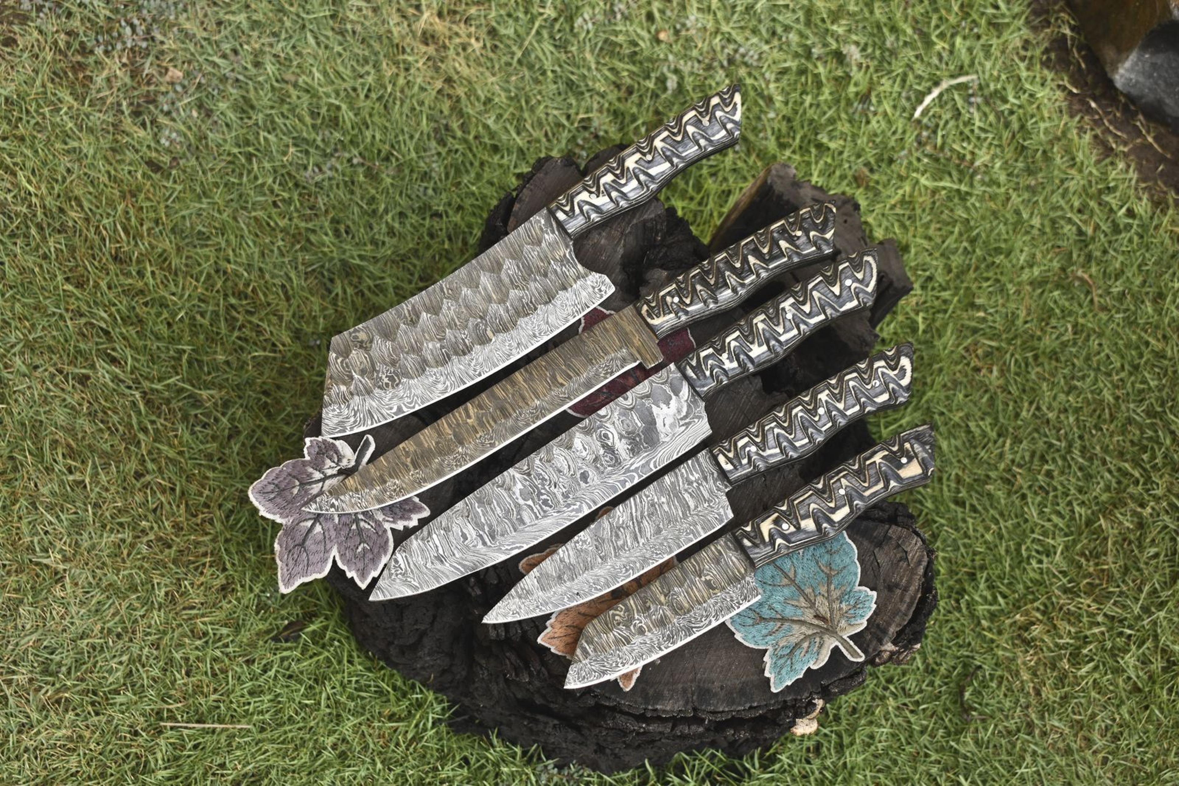 professional 5 piece damascus steel kitchen knife set – perfect for culinary experts & cooking gifts