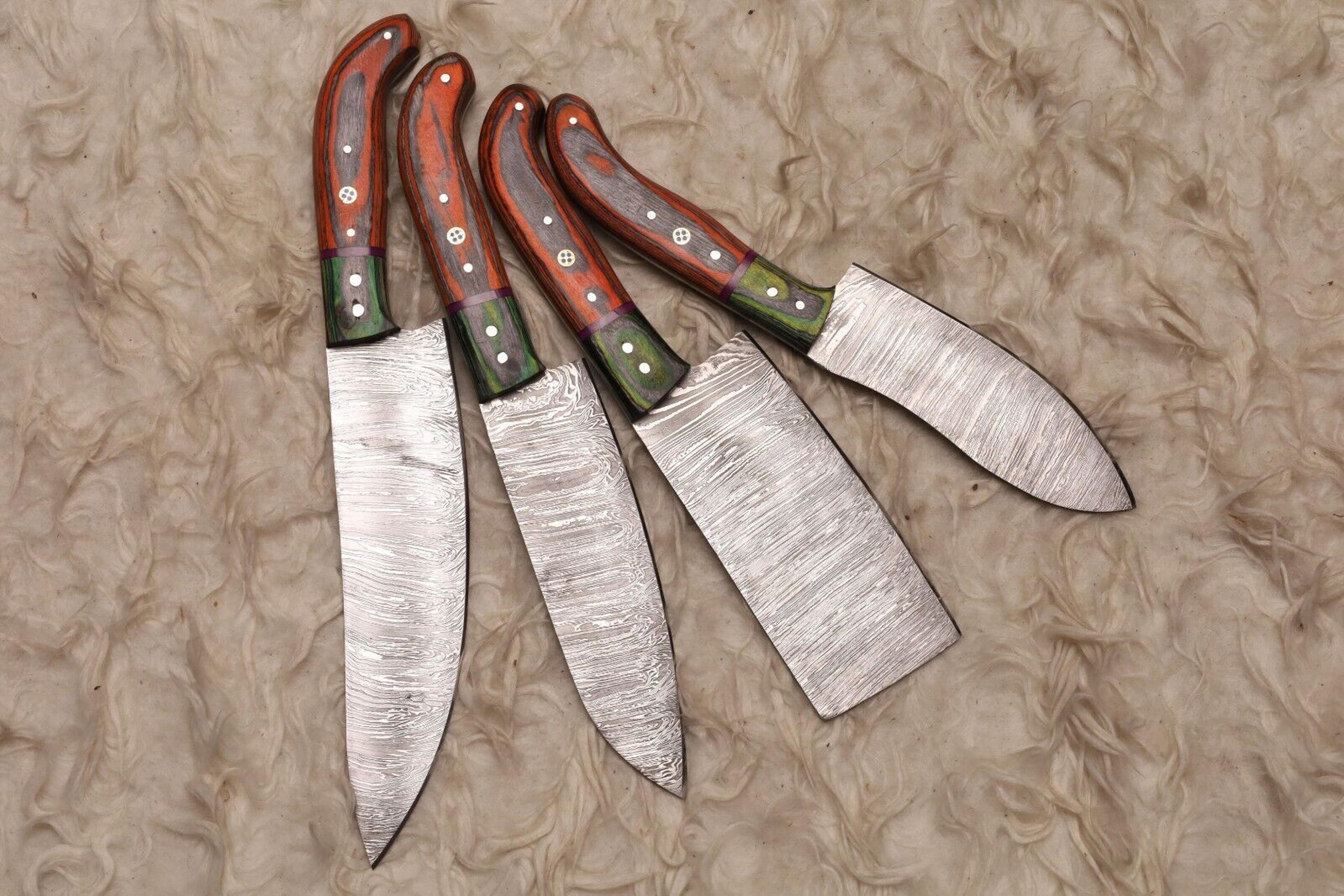 genuine damascus steel chef knife set – hand forged full tang knives