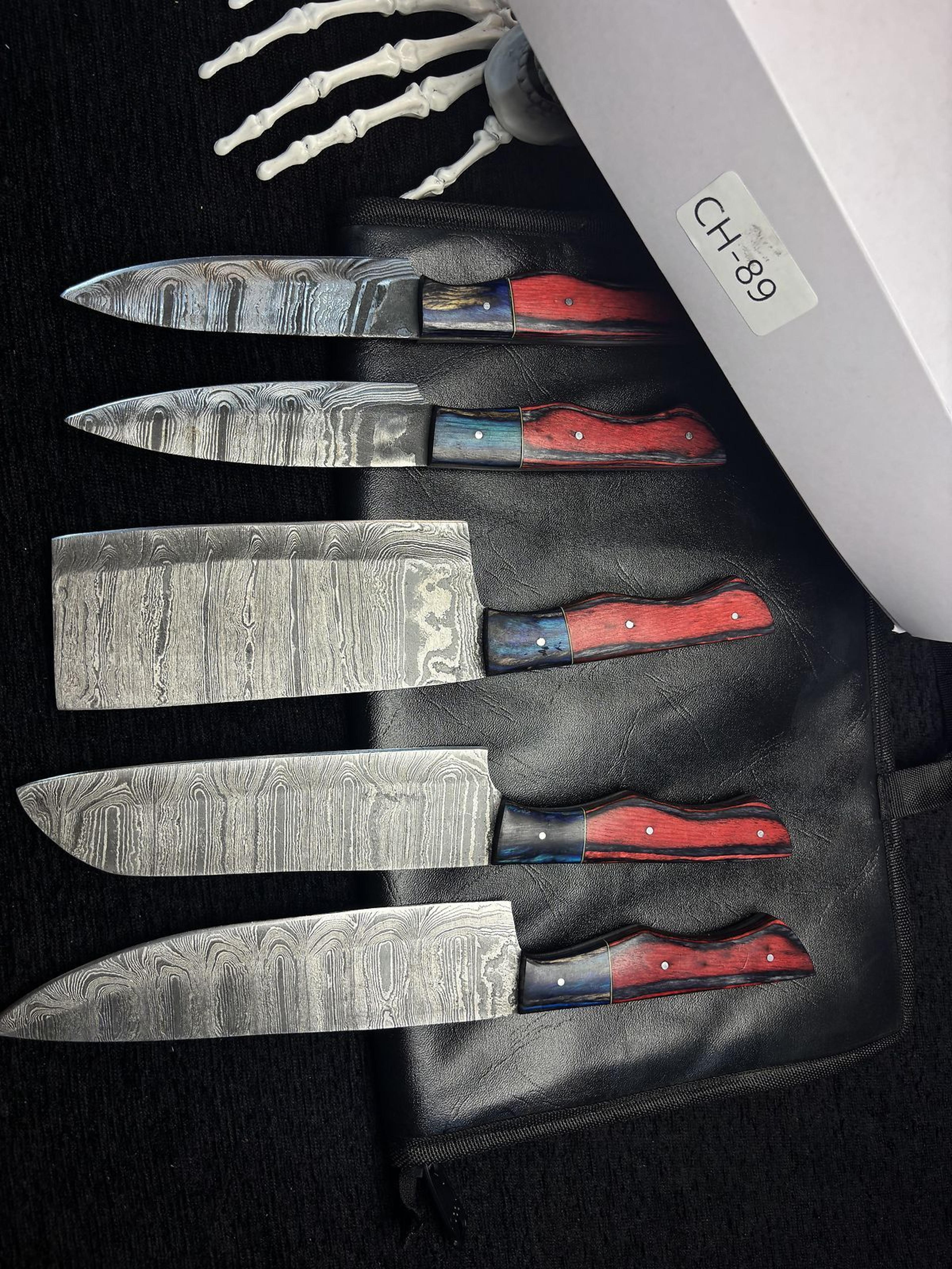 hand forged damascus steel kitchen knife set | professional 5 piece