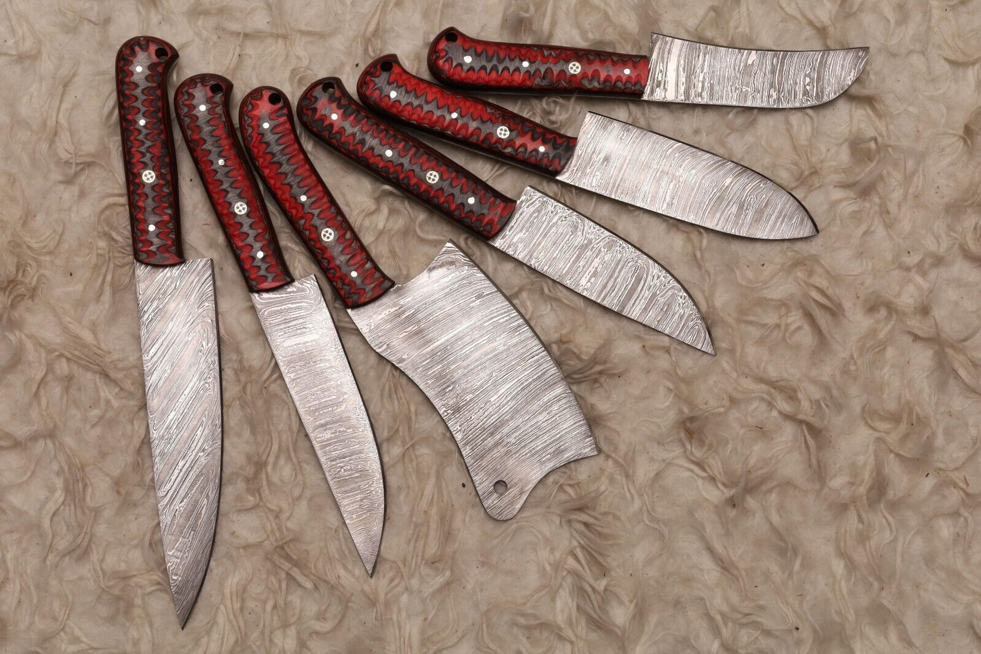 6 pcs handmade damascus steel chef knife set | wood handle | professional kitchen knives