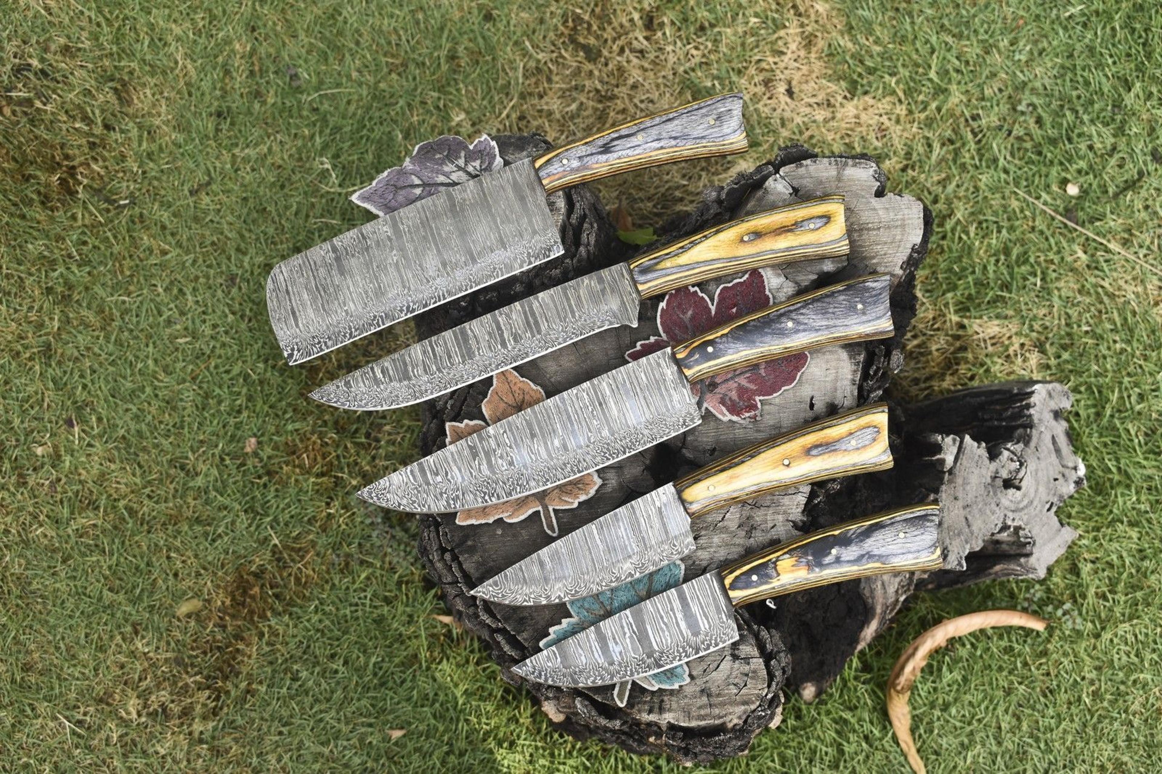 9" to 13" damascus steel chef knife collection | custom hand-forged twist blades