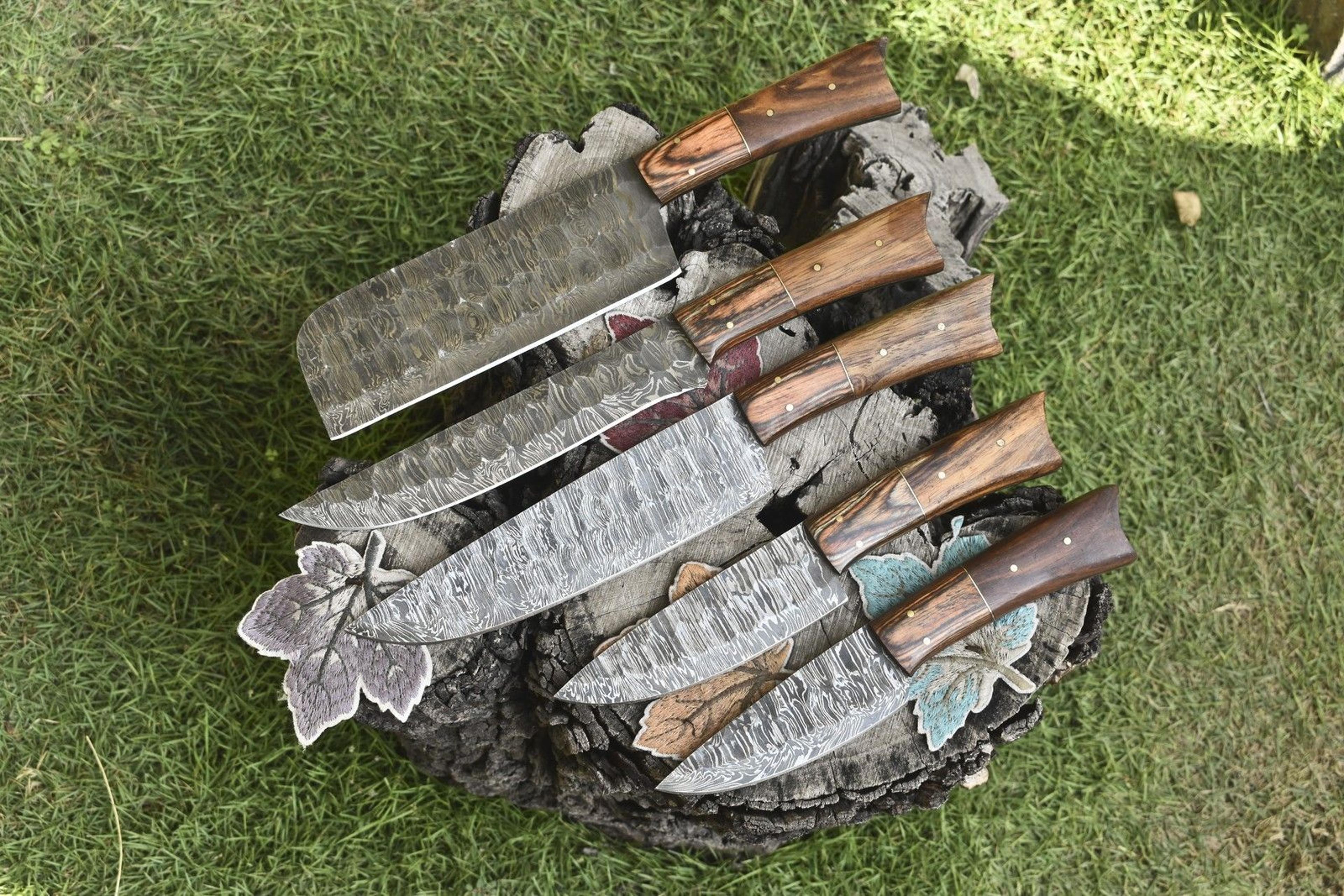 signature edition hand-forged damascus chef knives | 9–13 inch pakawood handles