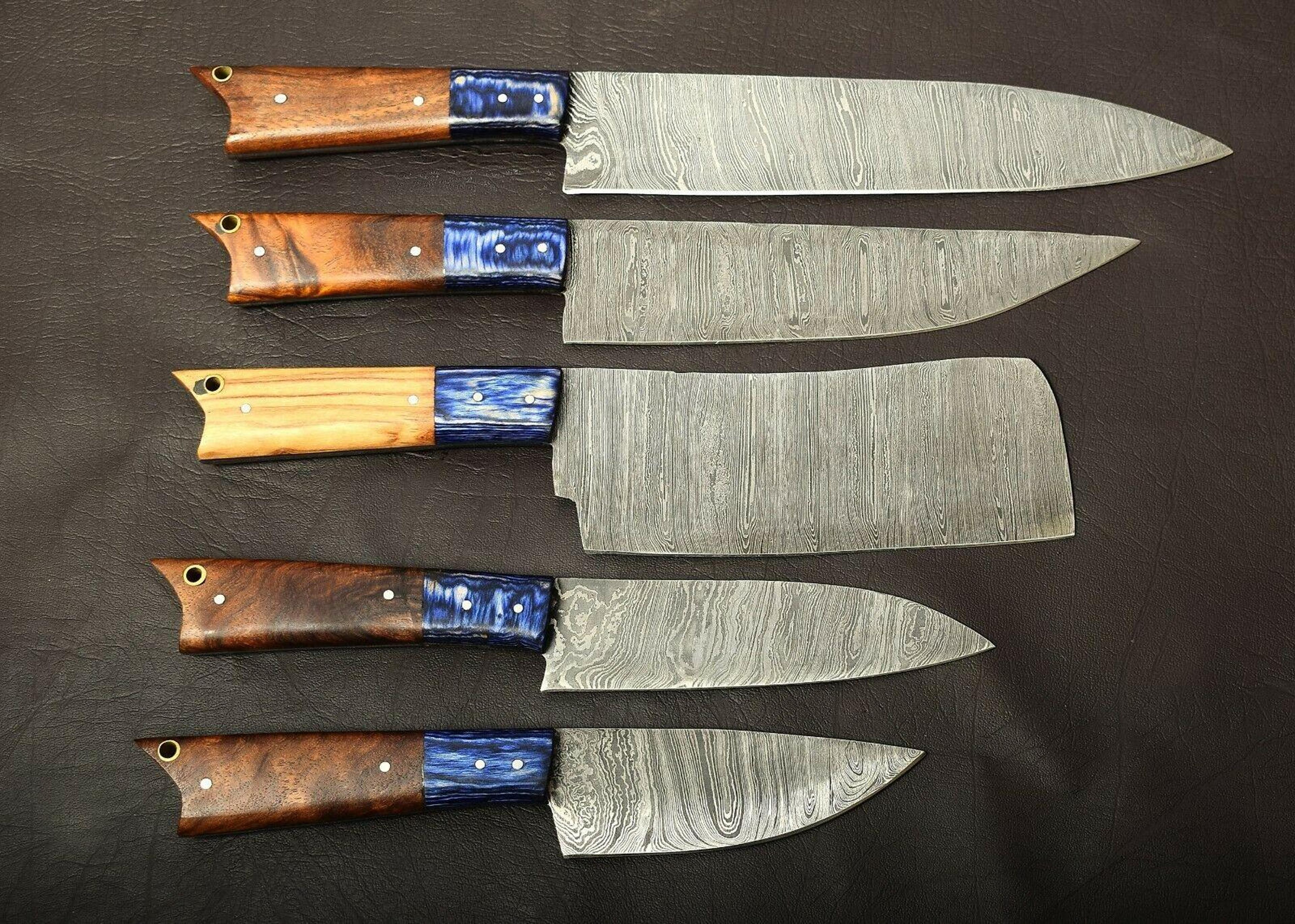 premium 5pc handmade damascus chef knives – durable & sharp kitchen set