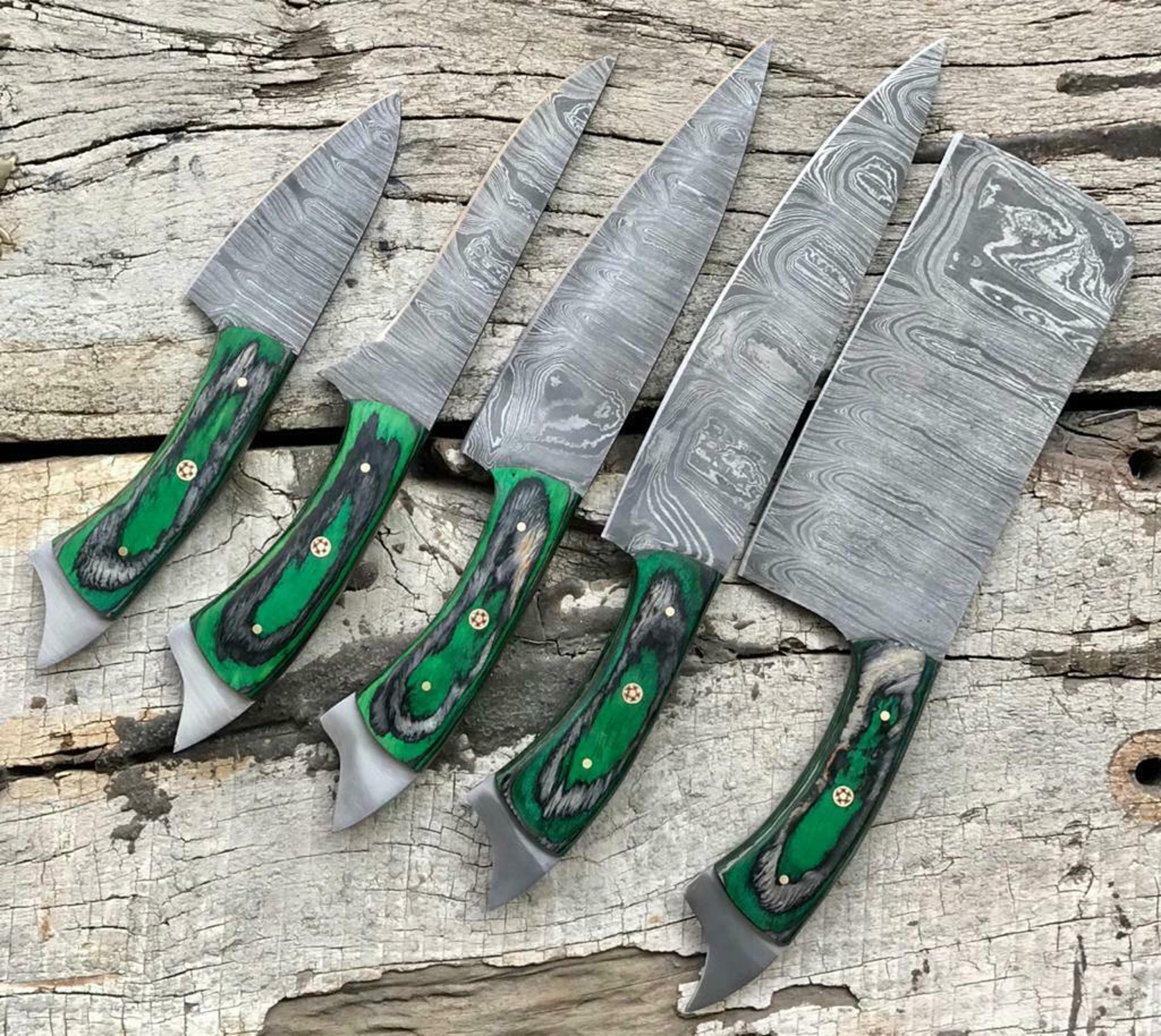 damascus steel chef knife bundle – 5 pc professional handmade set
