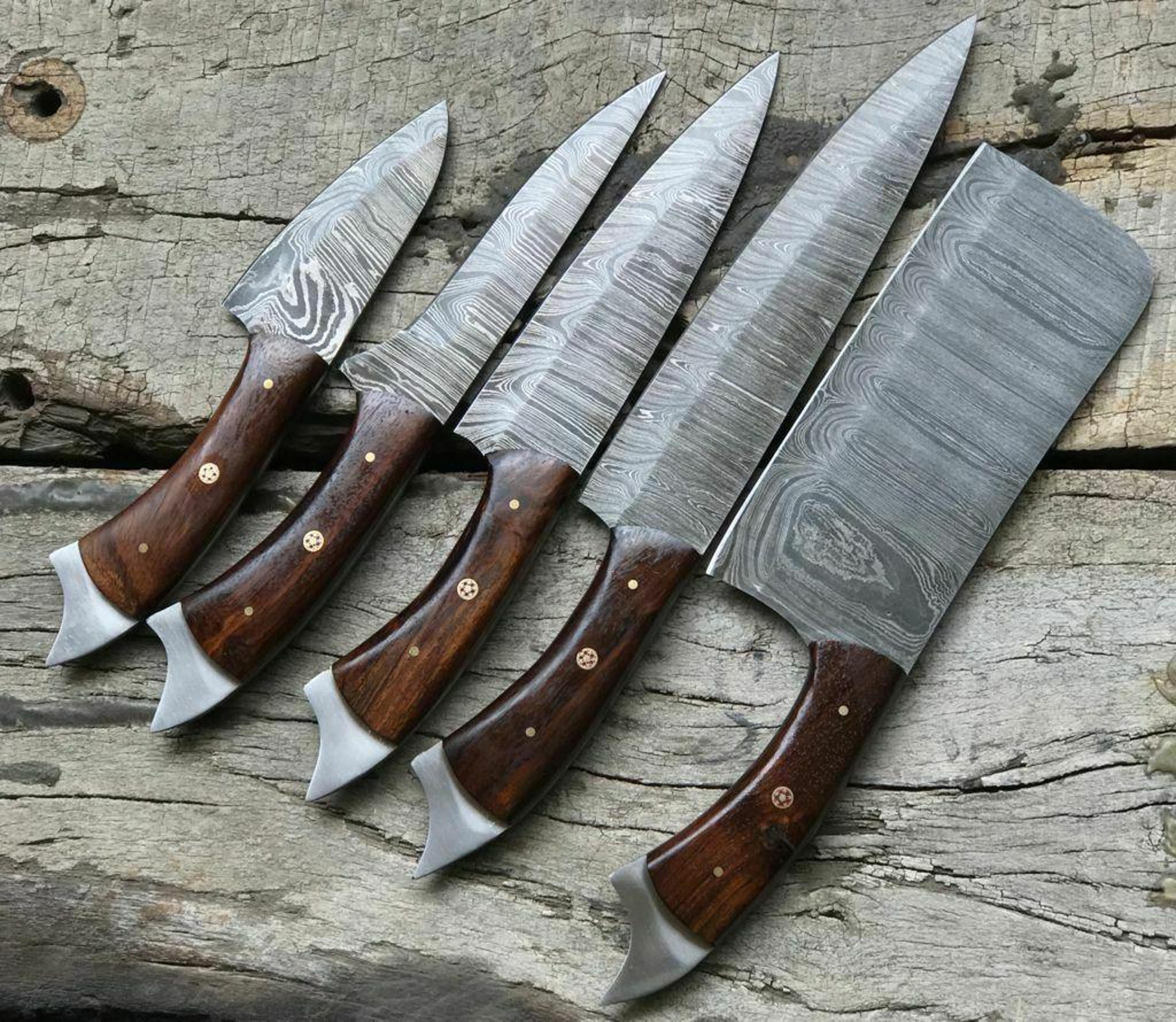handmade damascus chef knife set of 5 | premium kitchen knives