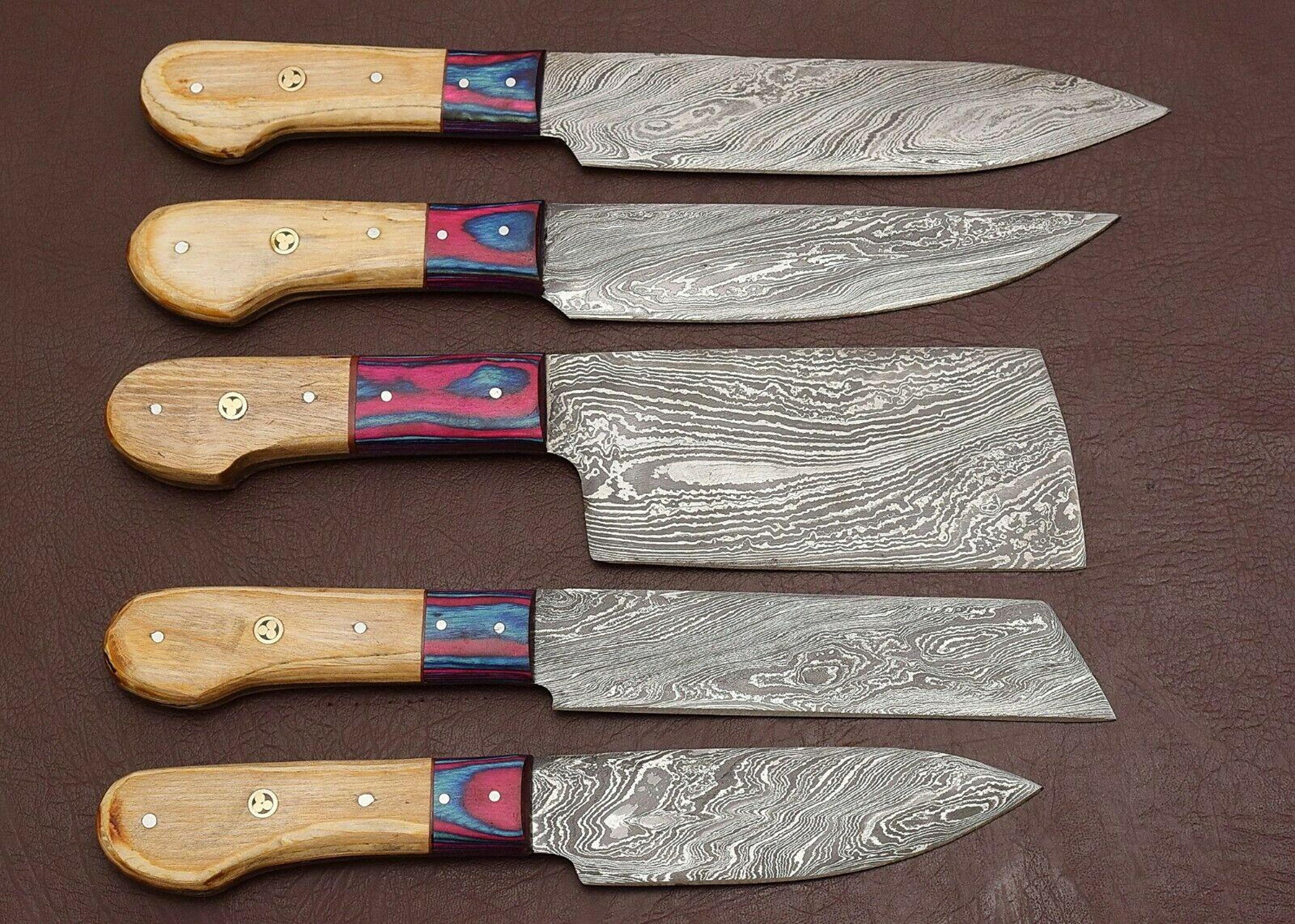 professional damascus steel kitchen knife set | hand forged chef knives