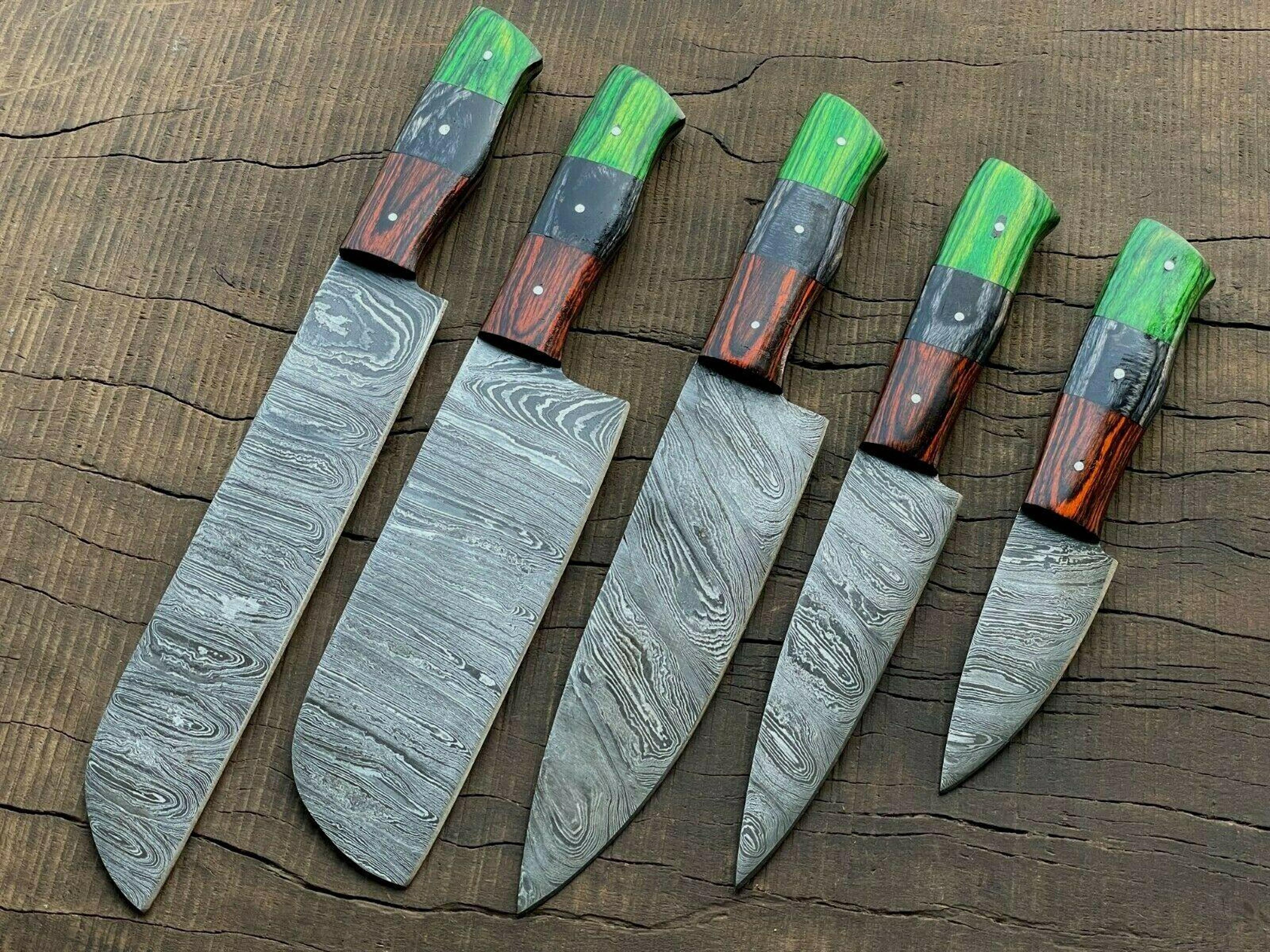 handmade damascus steel kitchen knife set | professional chefs knives
