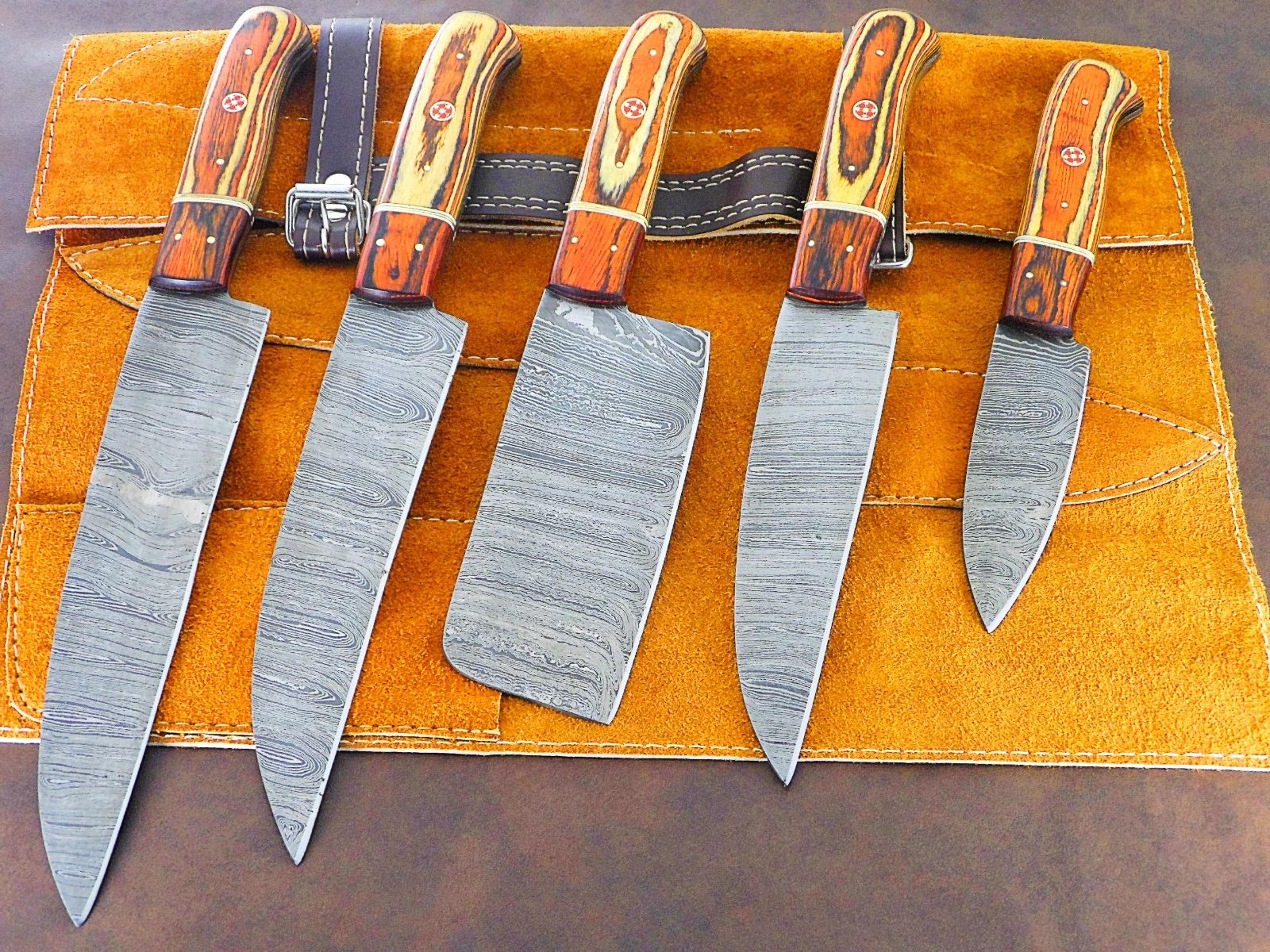 exclusive handmade damascus steel chef knife set | 5 pc cutlery