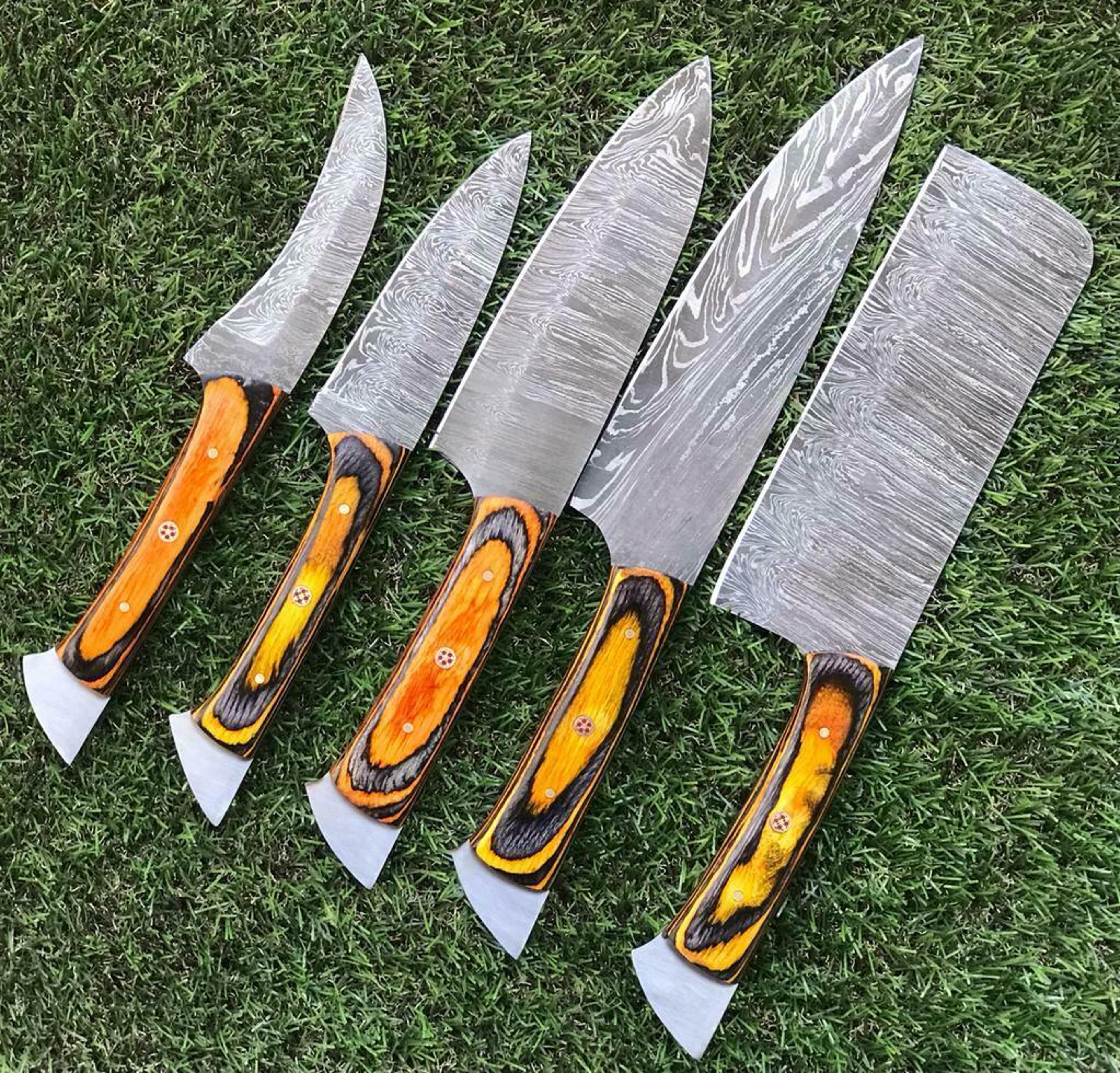 hand forged damascus steel kitchen knife set | chef choice cutlery