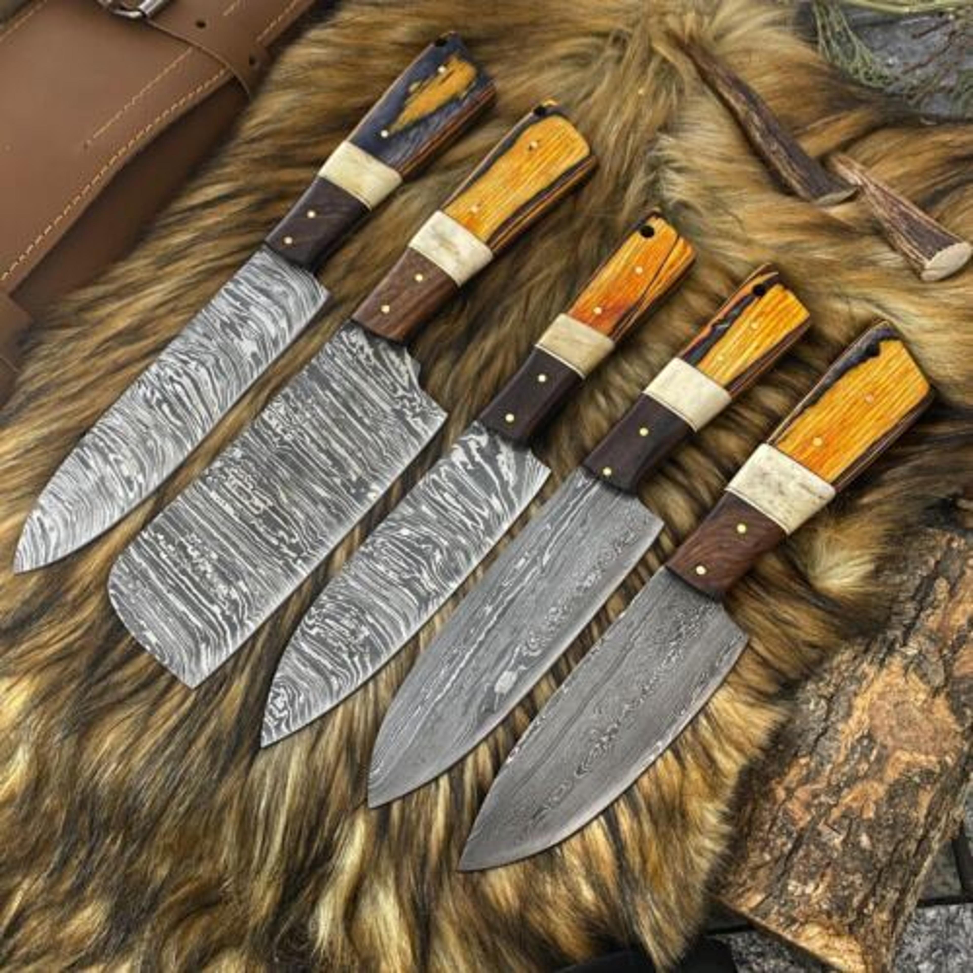 custom forged damascus chef knives set – 9" to 13" kitchen tools
