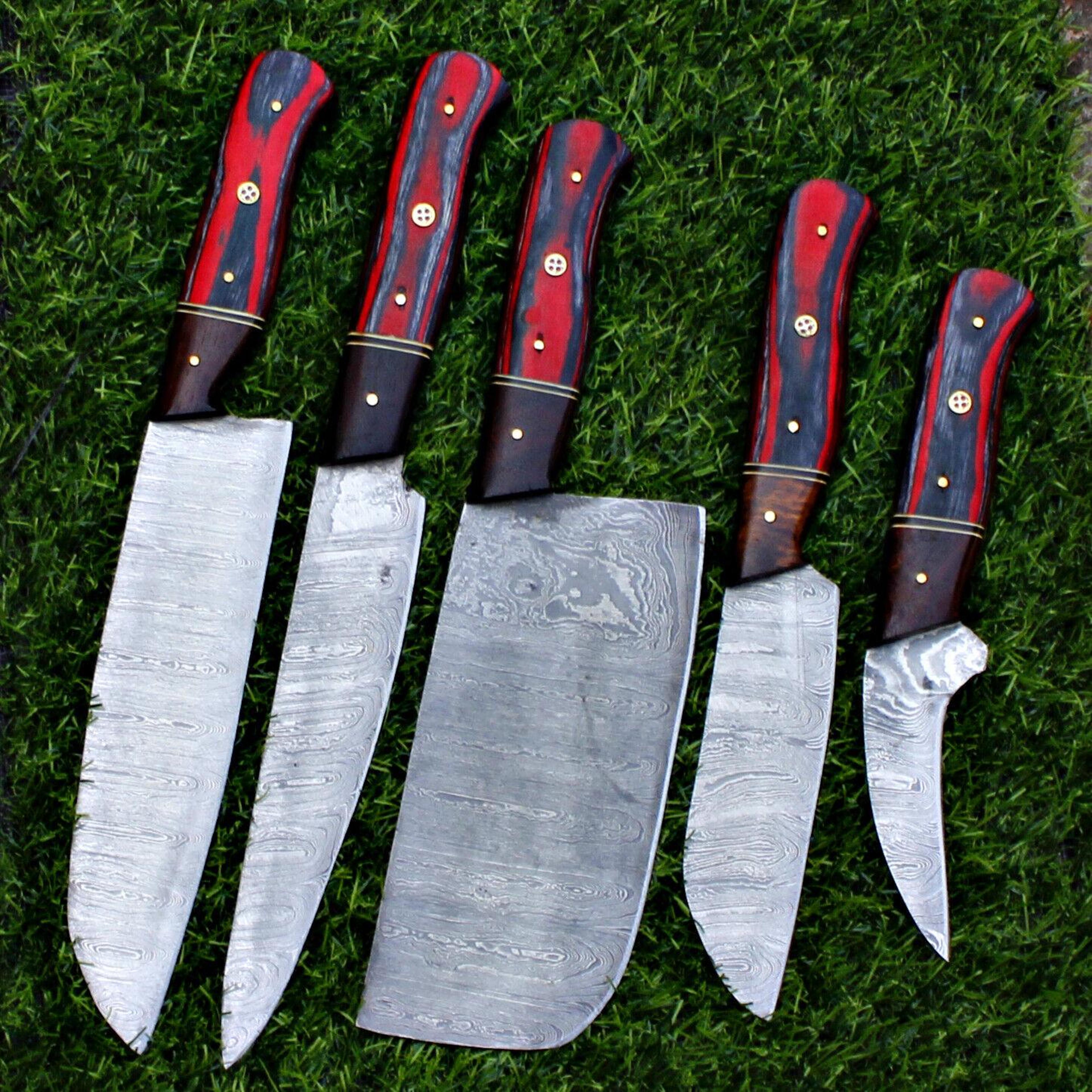 luxury damascus chef knife collection – handmade forged steel
