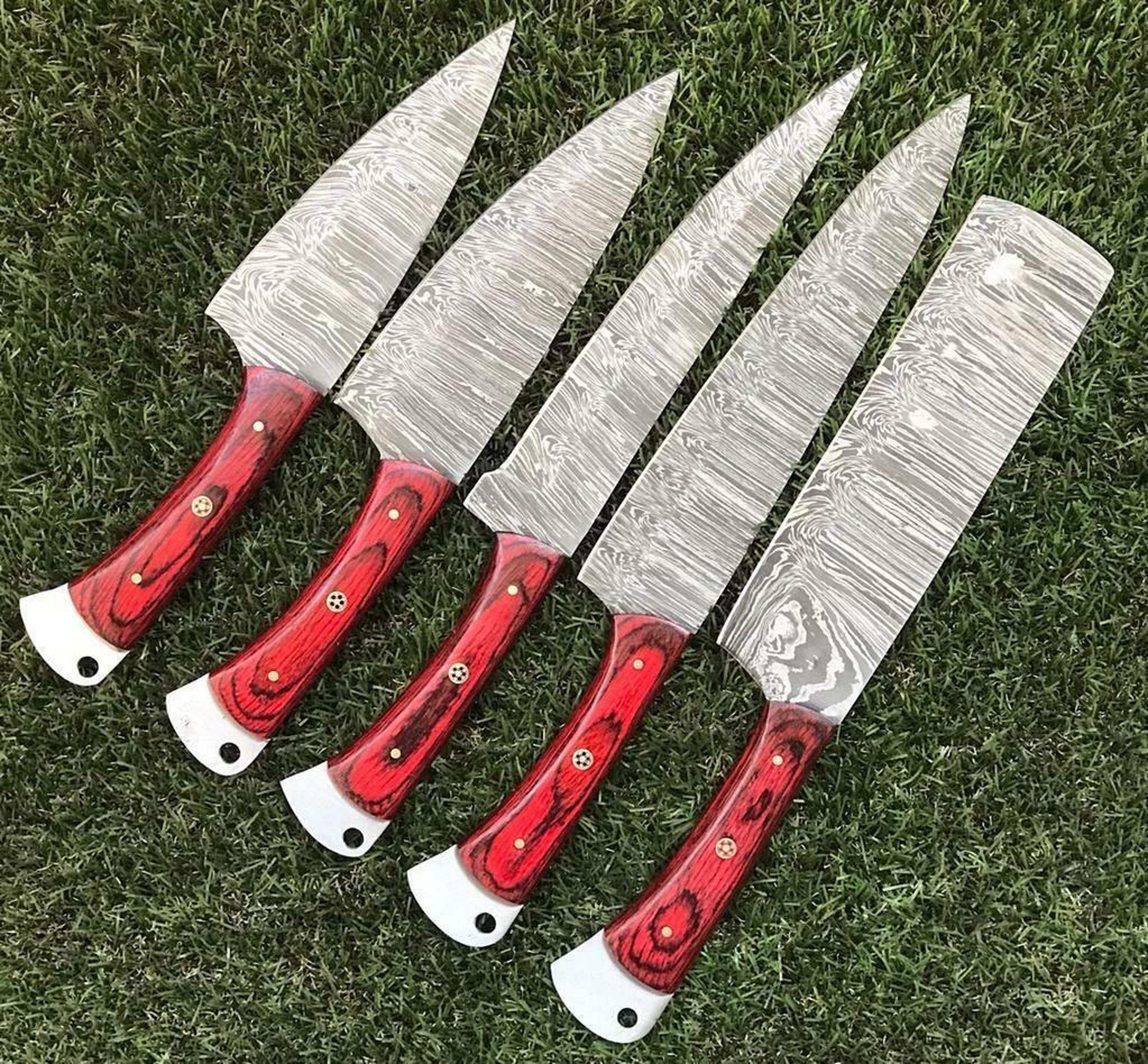 unique handmade damascus kitchen knives – premium chef set