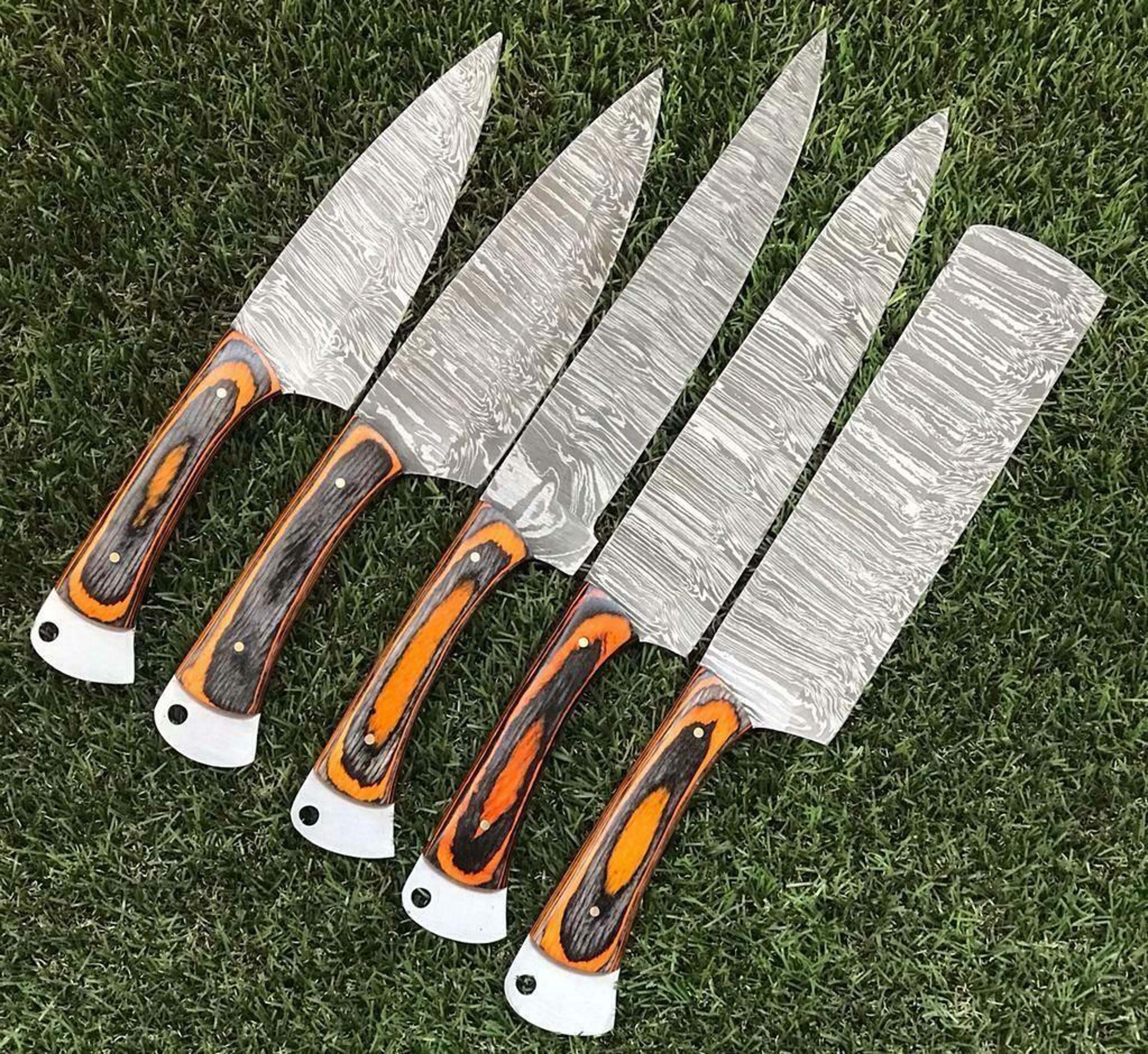 twist forged damascus steel knives – 5-piece chef knife collection