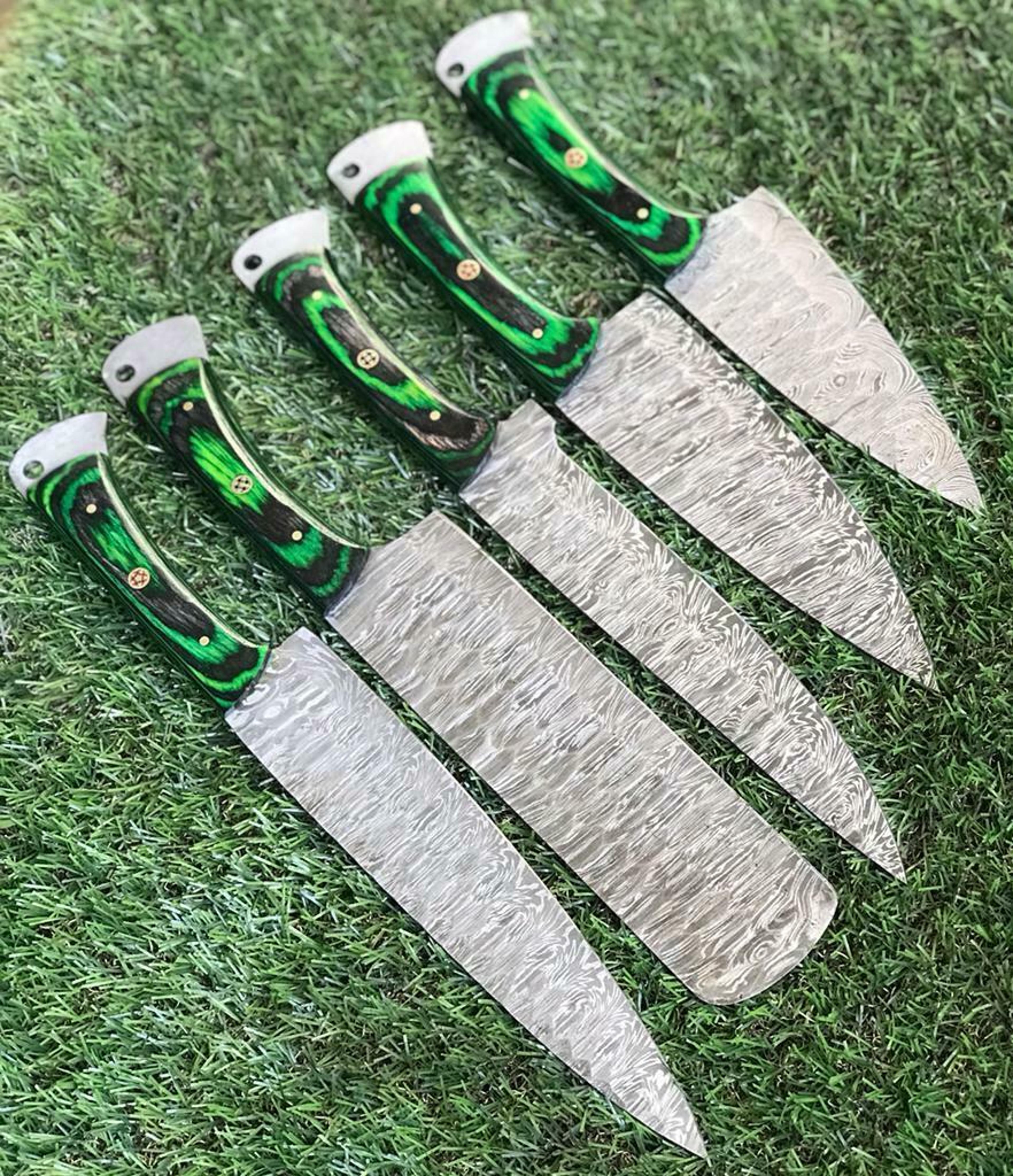 hand-forged damascus chef knives set – durable rosewood handle