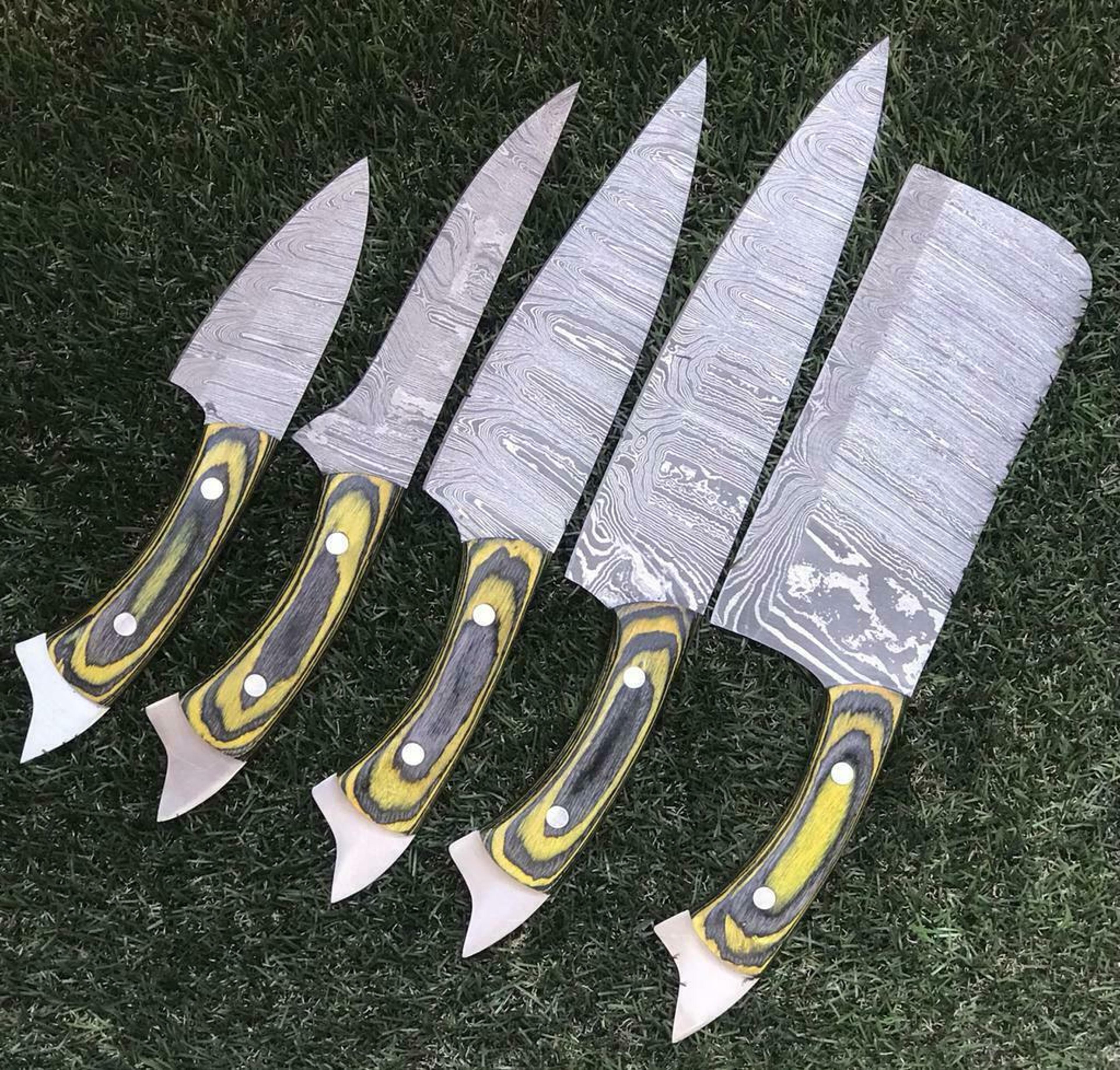 forged damascus chef knife collection – 9" to 13" kitchen set