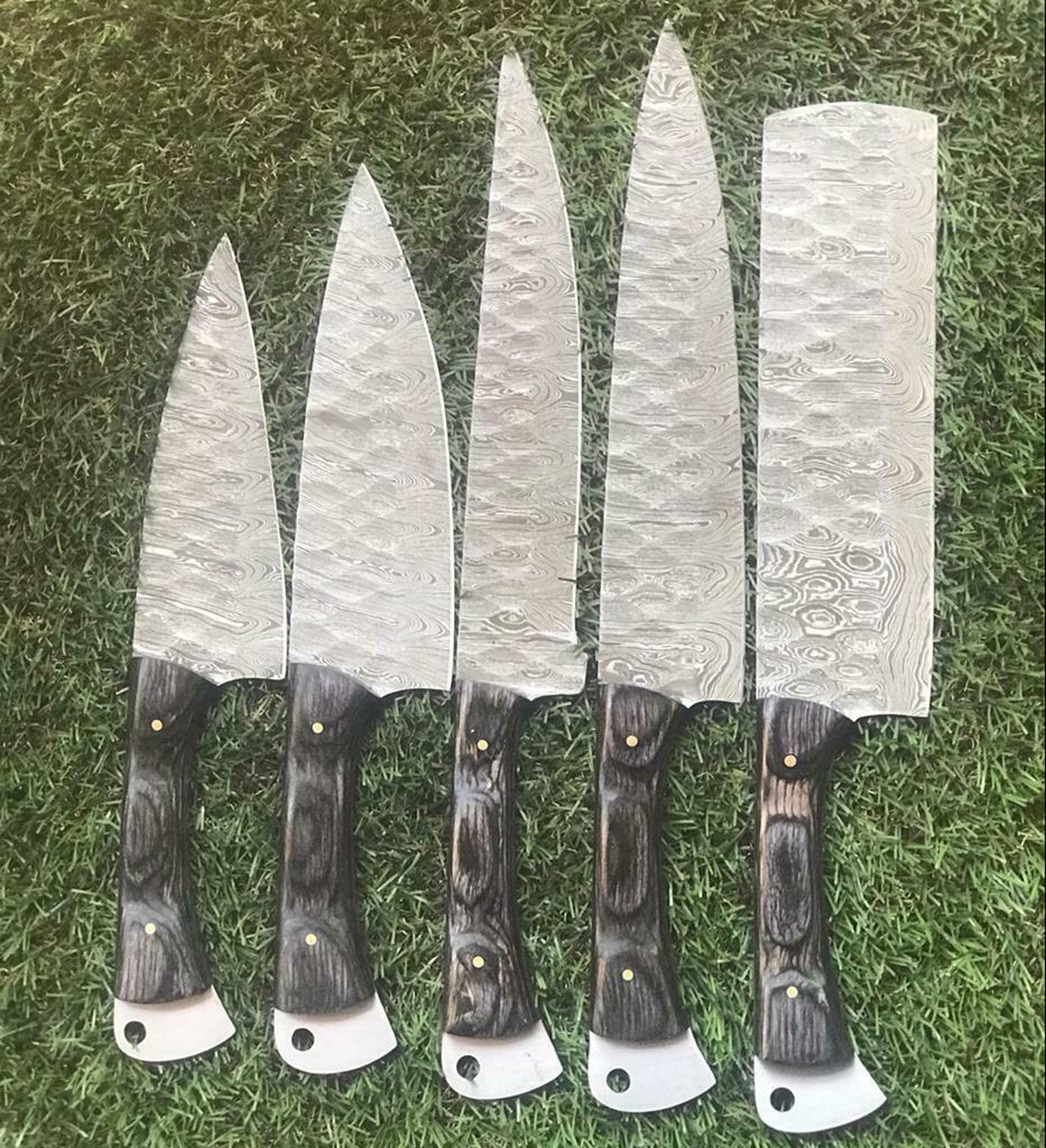 damascus steel kitchen knife set – 9" to 13" handmade knives