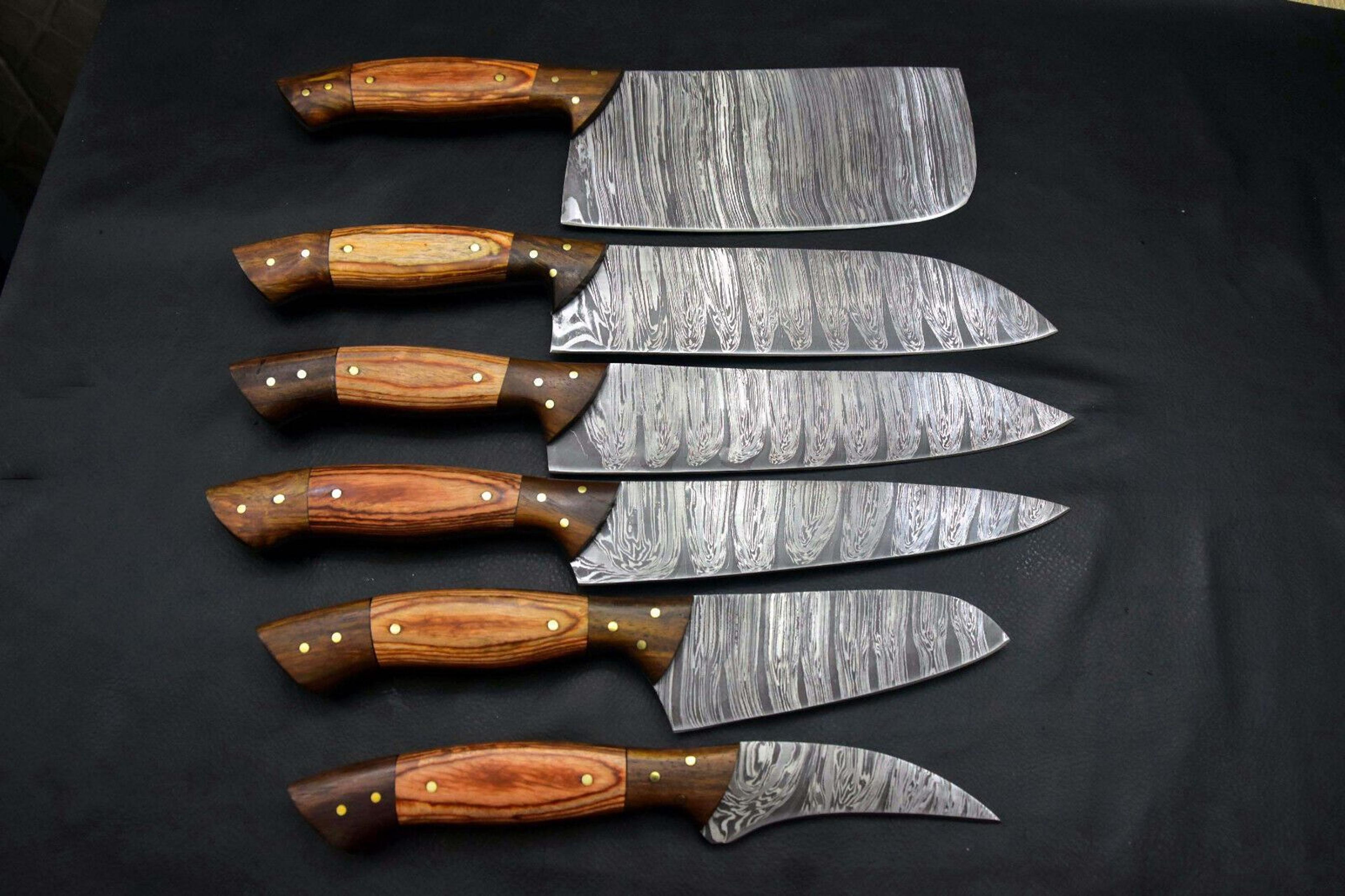 hand forged damascus steel knife set – camping chef outdoor cutlery