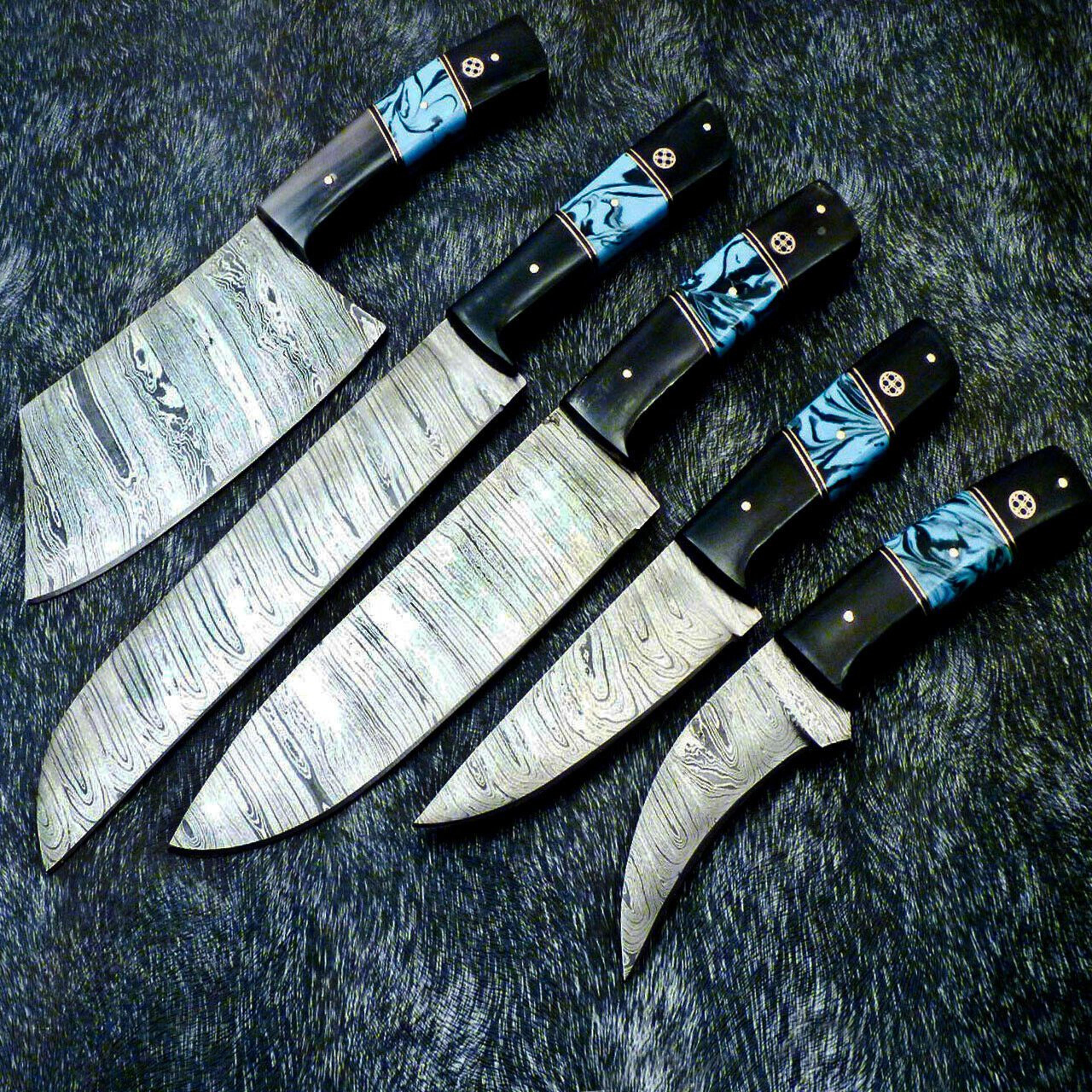 premium handmade damascus steel kitchen knife set for chefs
