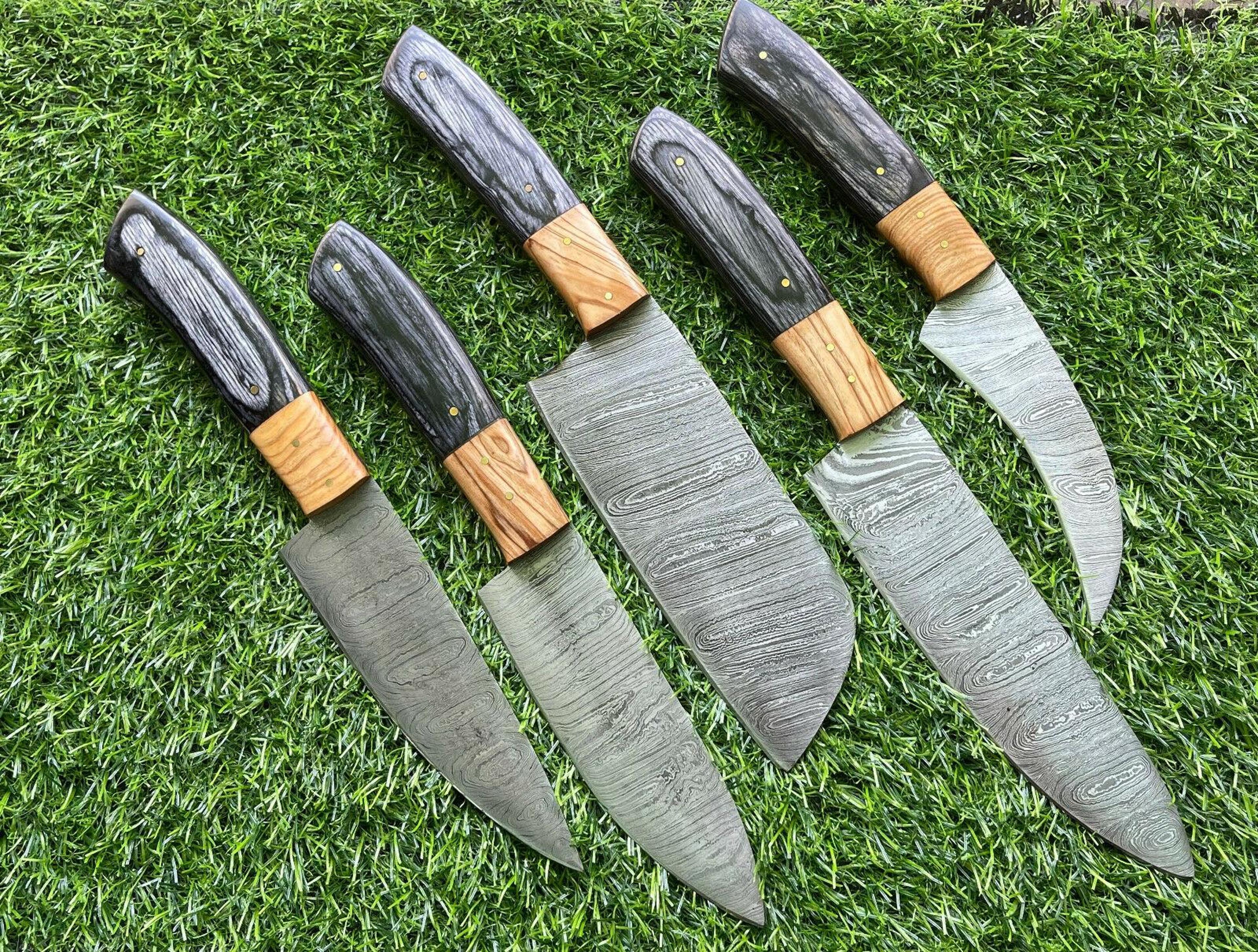 high quality handmade damascus steel knives – chef set of 5