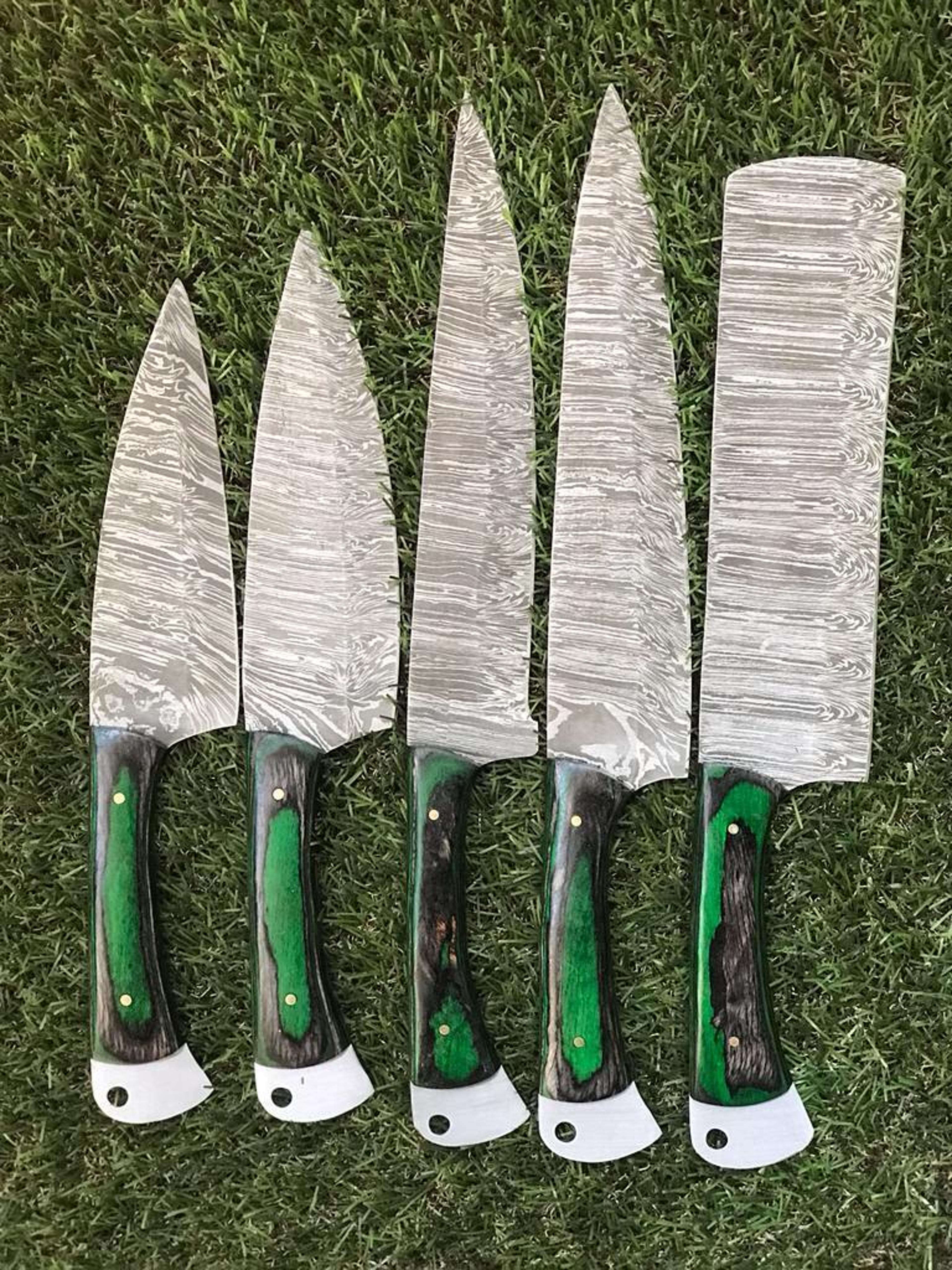 razor sharp handmade damascus chef knife set with wood handle