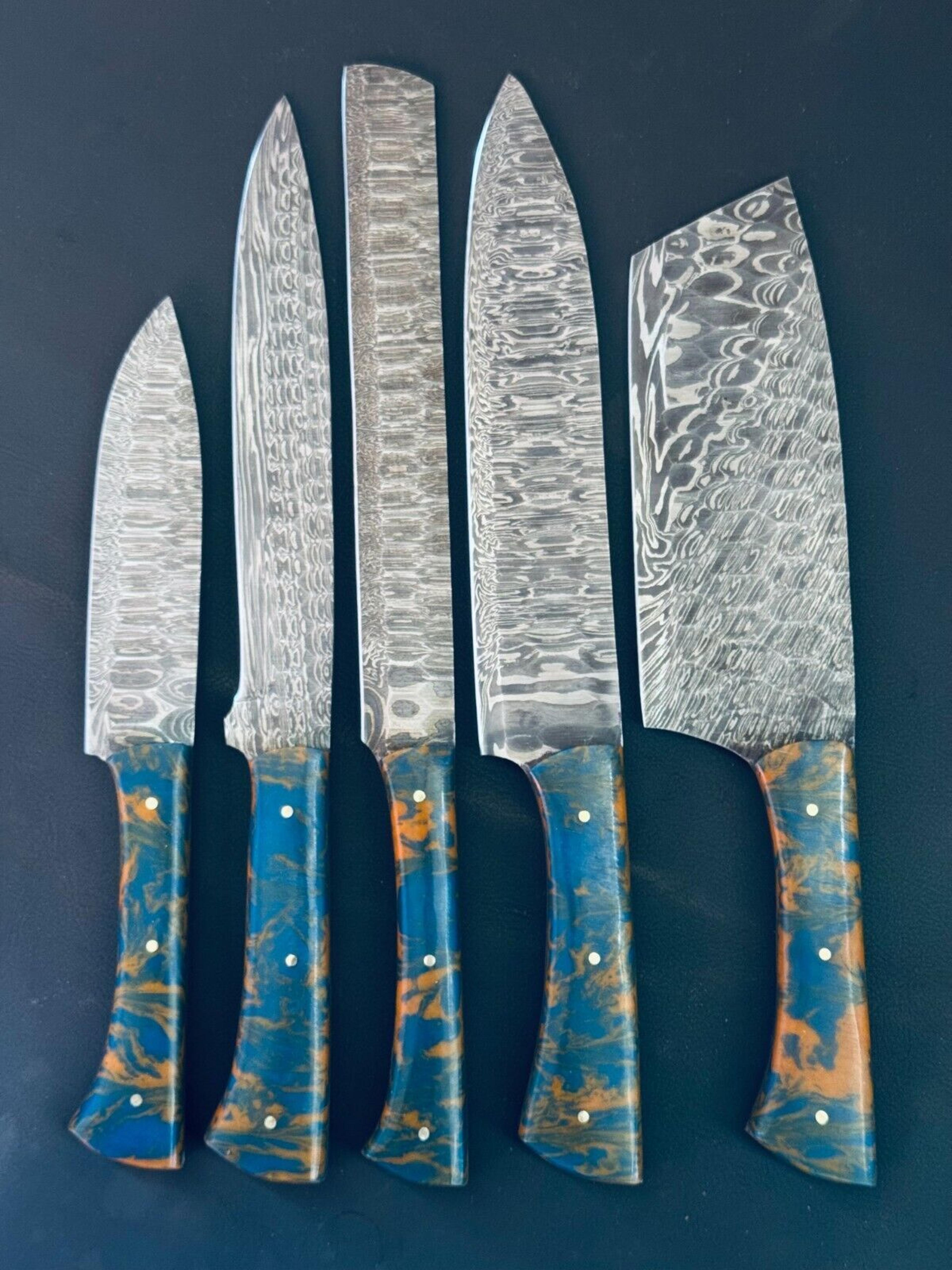 damascus steel 5 pcs chef knife set for kitchen & cooking