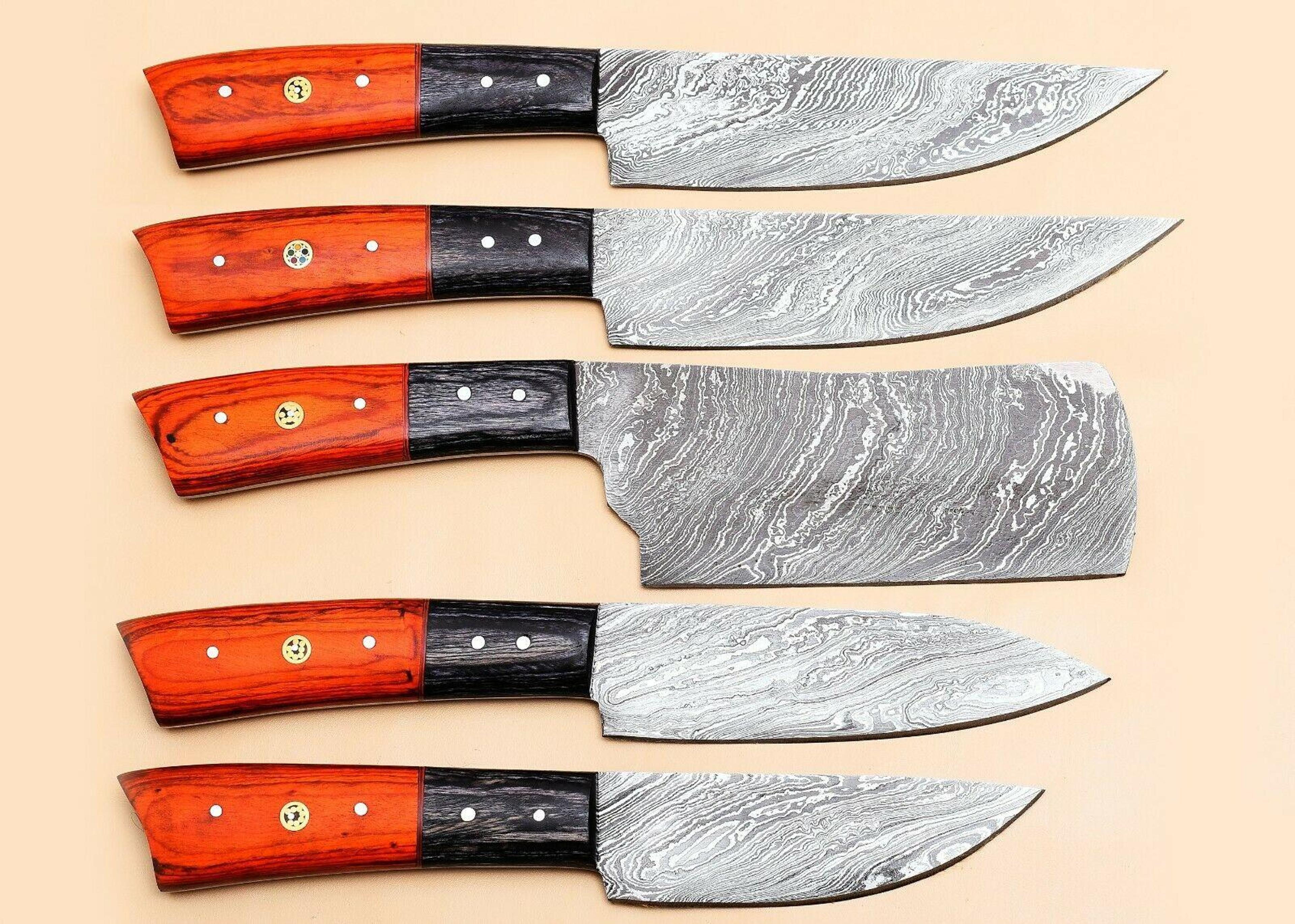 durable handmade damascus steel chef knives kitchen set of 5