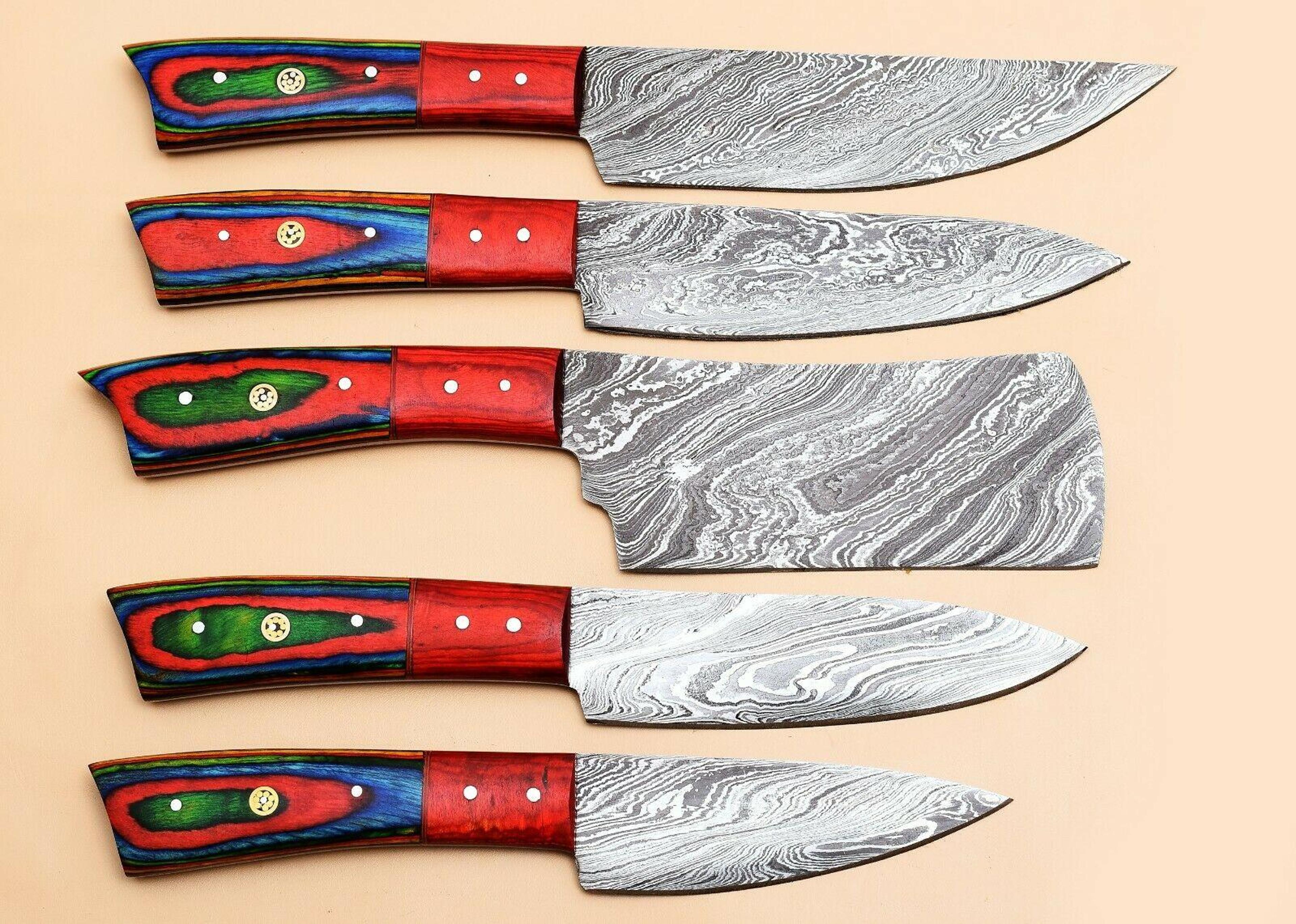 professional damascus steel chef knives set of 5 with gift box