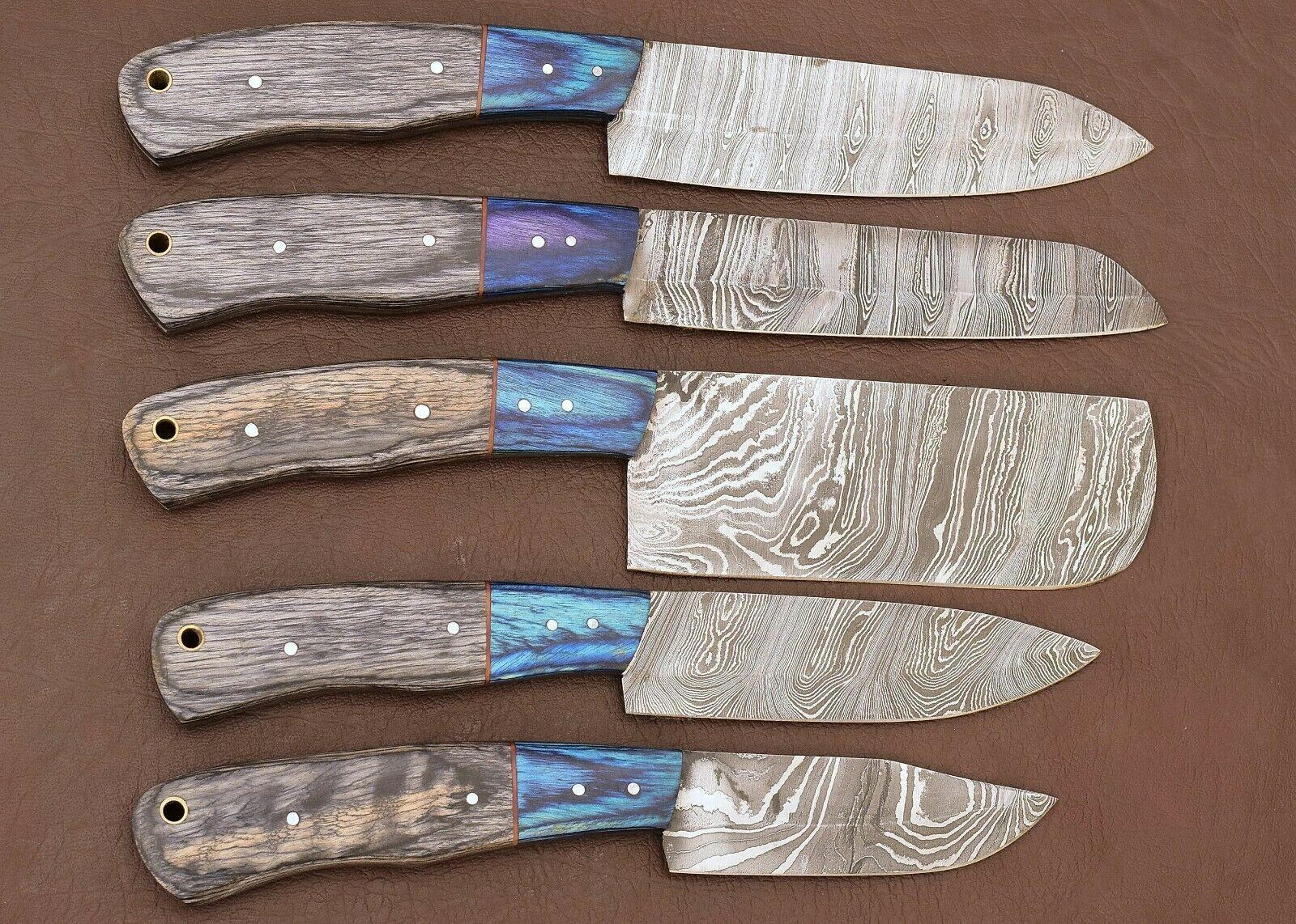 5-piece handmade damascus steel chef knife set | kitchen knives with pakka wood