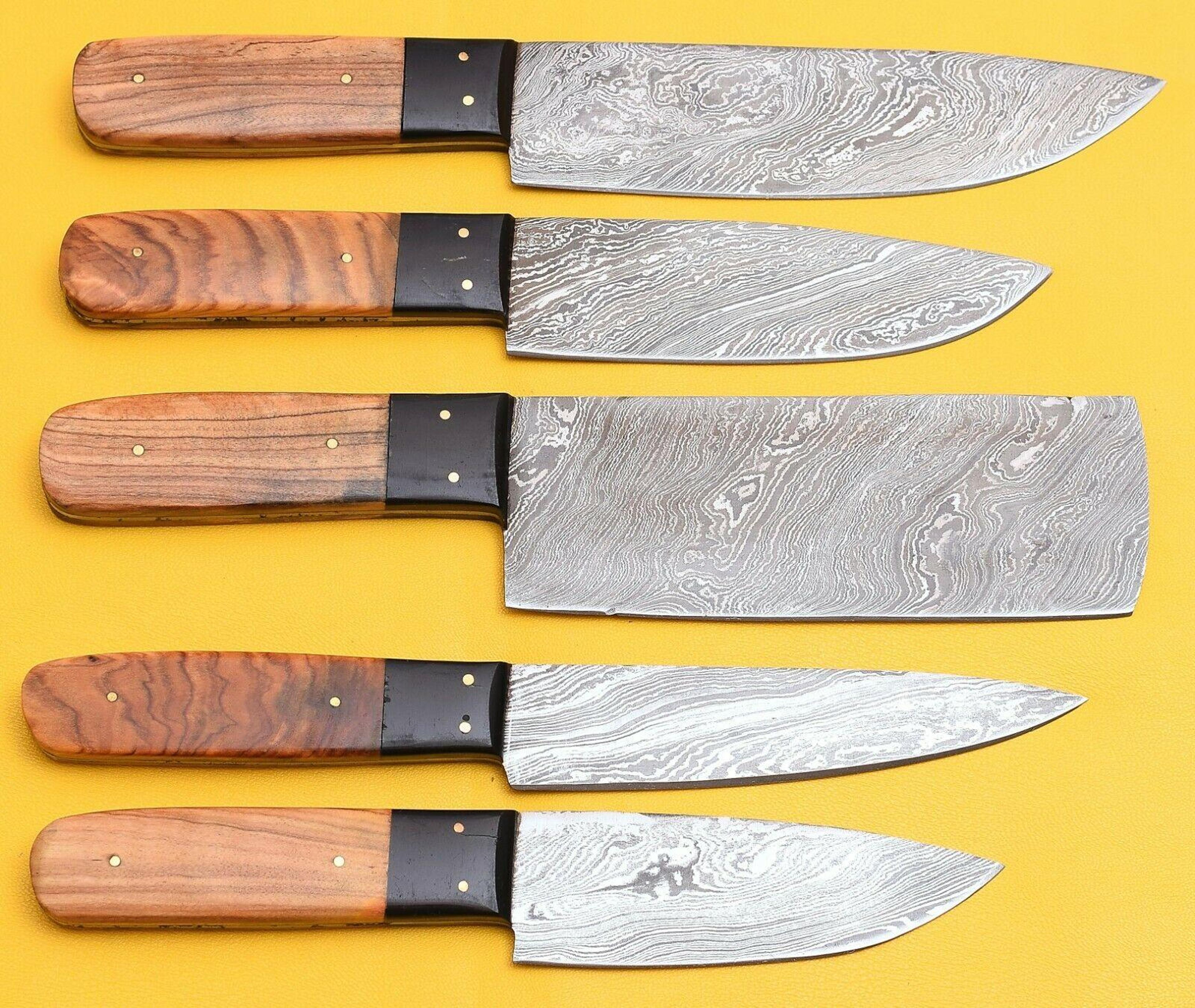 5-piece damascus steel kitchen chef knives with popular handles