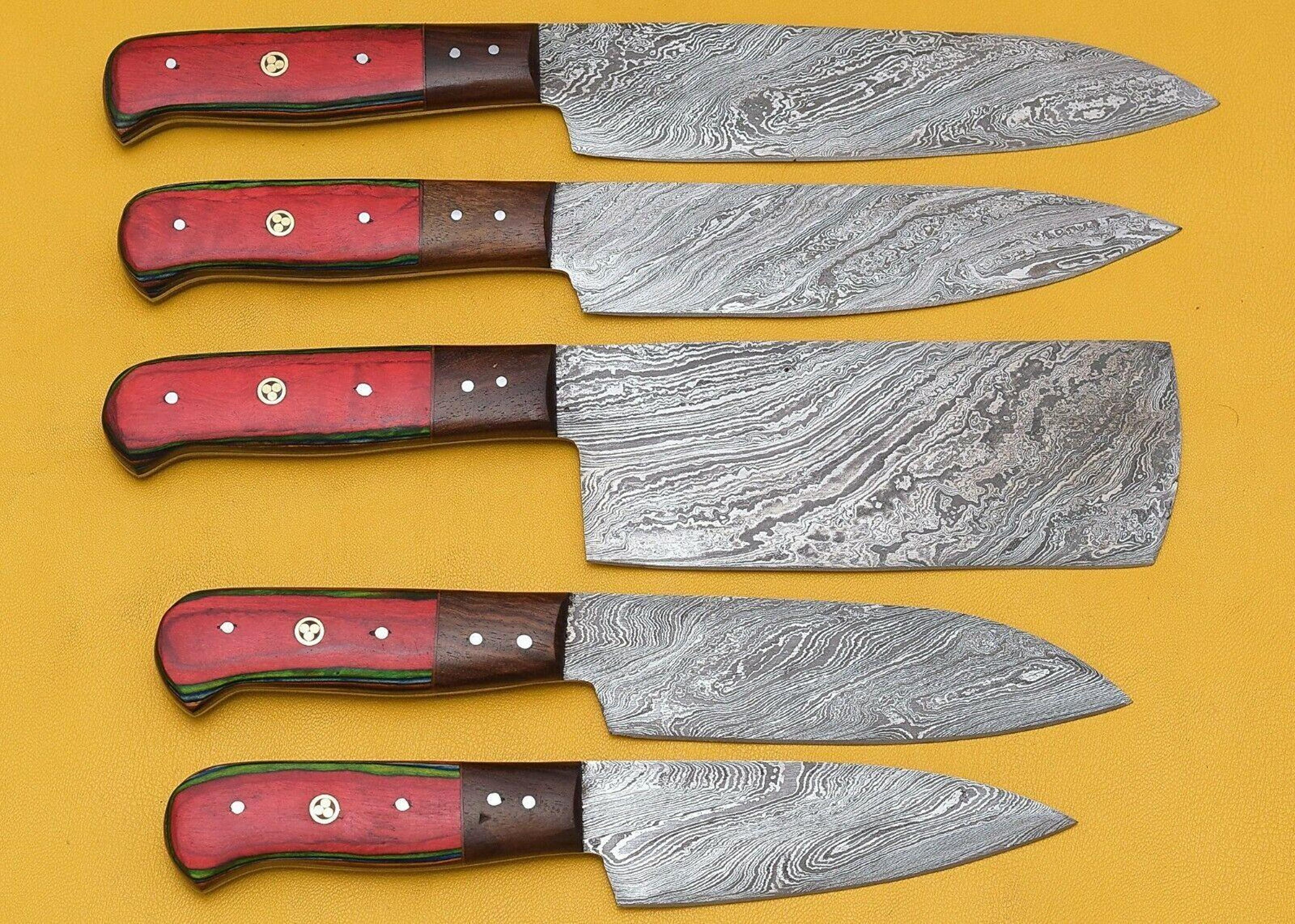 razor sharp handmade damascus chef knives 5-piece kitchen set
