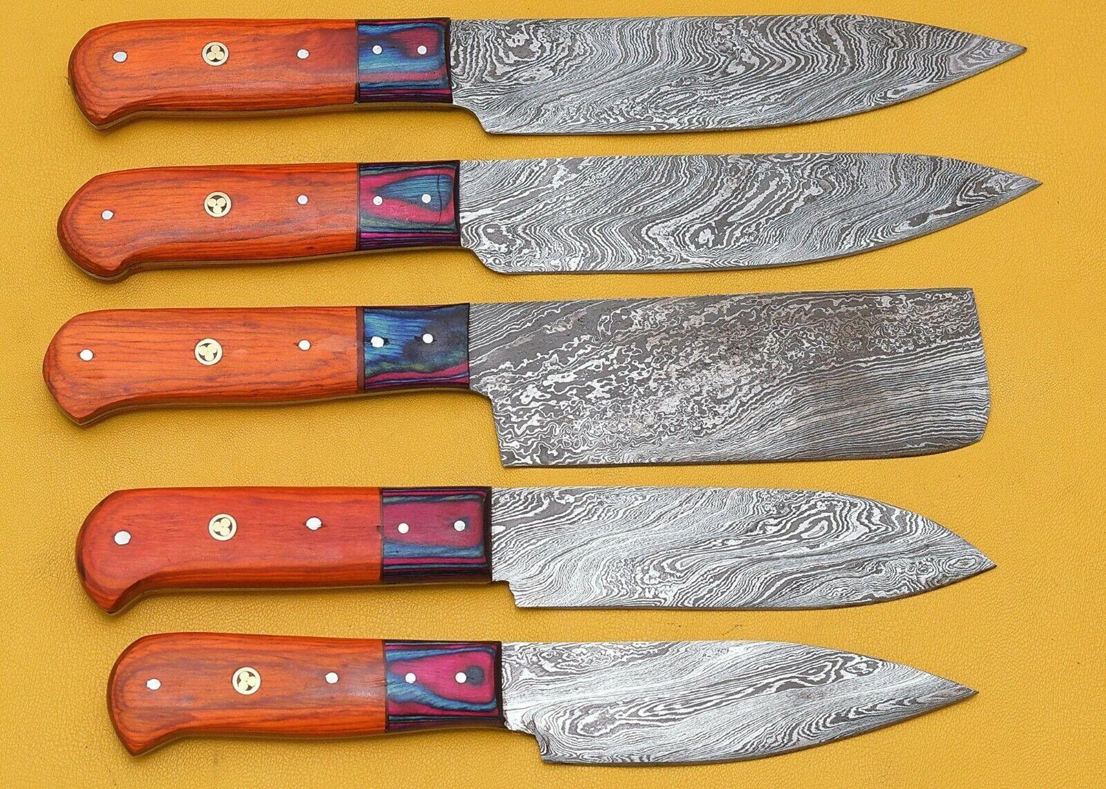 exclusive handmade damascus kitchen knives set of 5