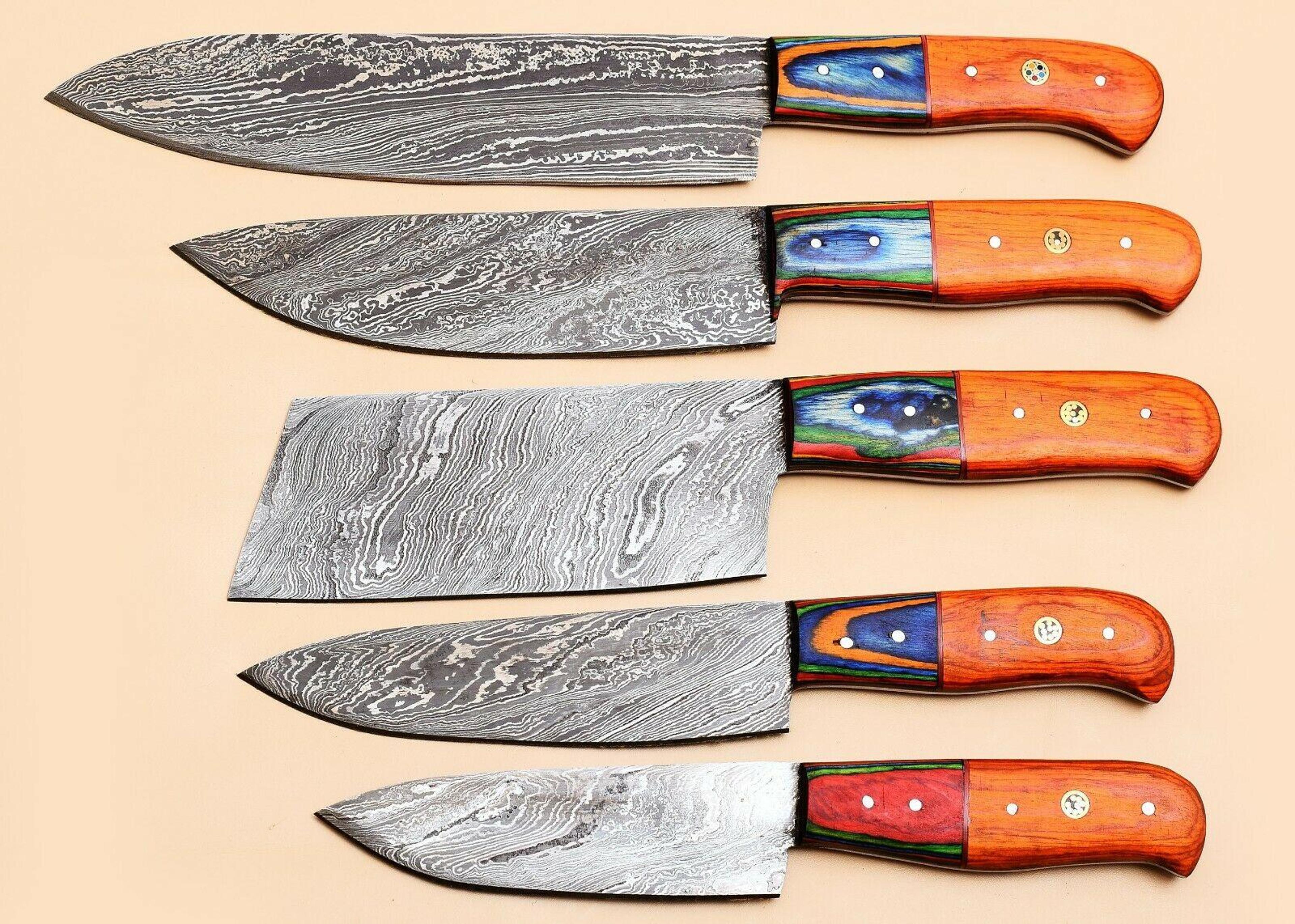 culinary masterpiece – handmade damascus 5-piece knife set