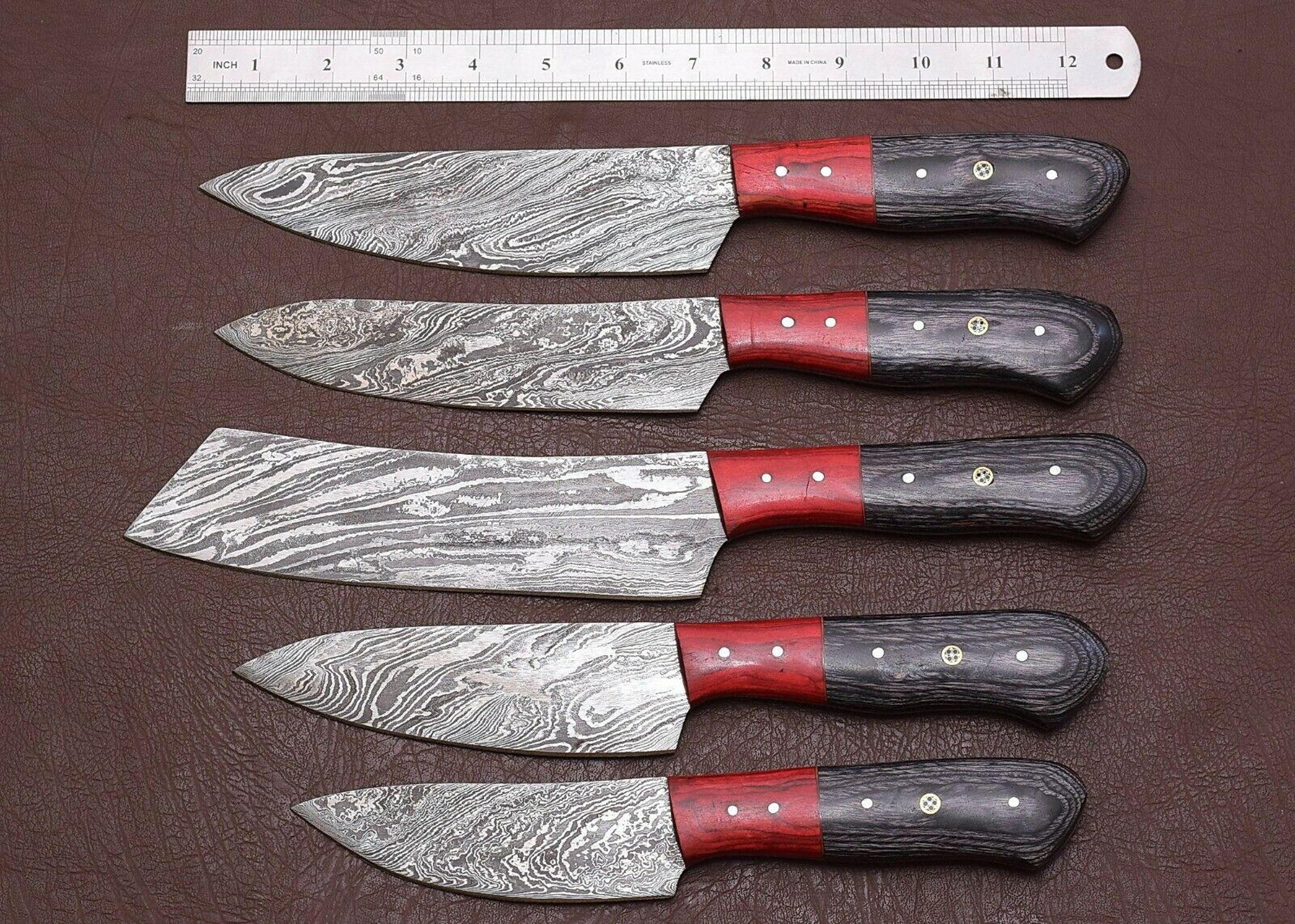 professional chef damascus steel knife set of 5 – handmade quality