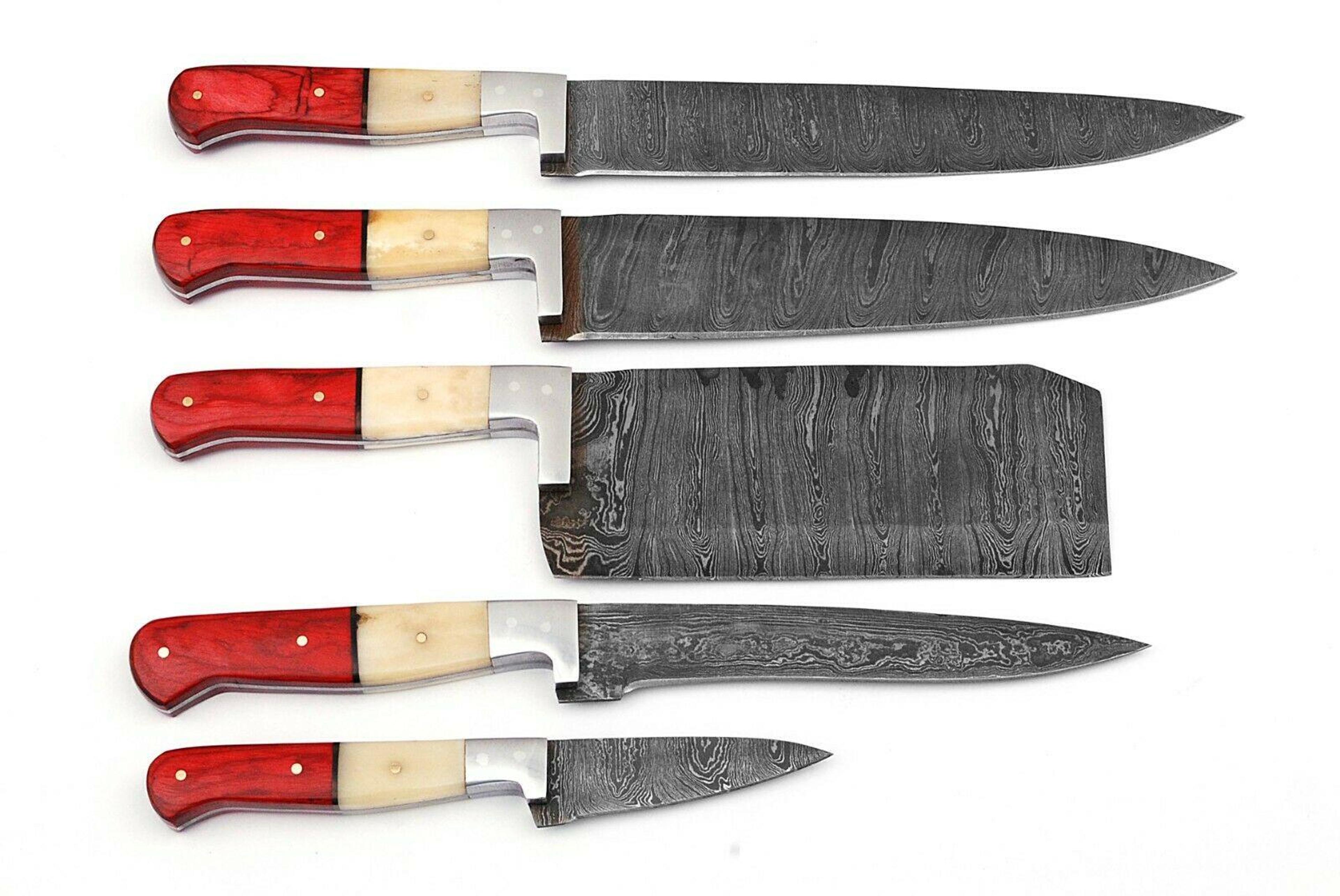 handmade damascus steel chef knife set | professional kitchen knives